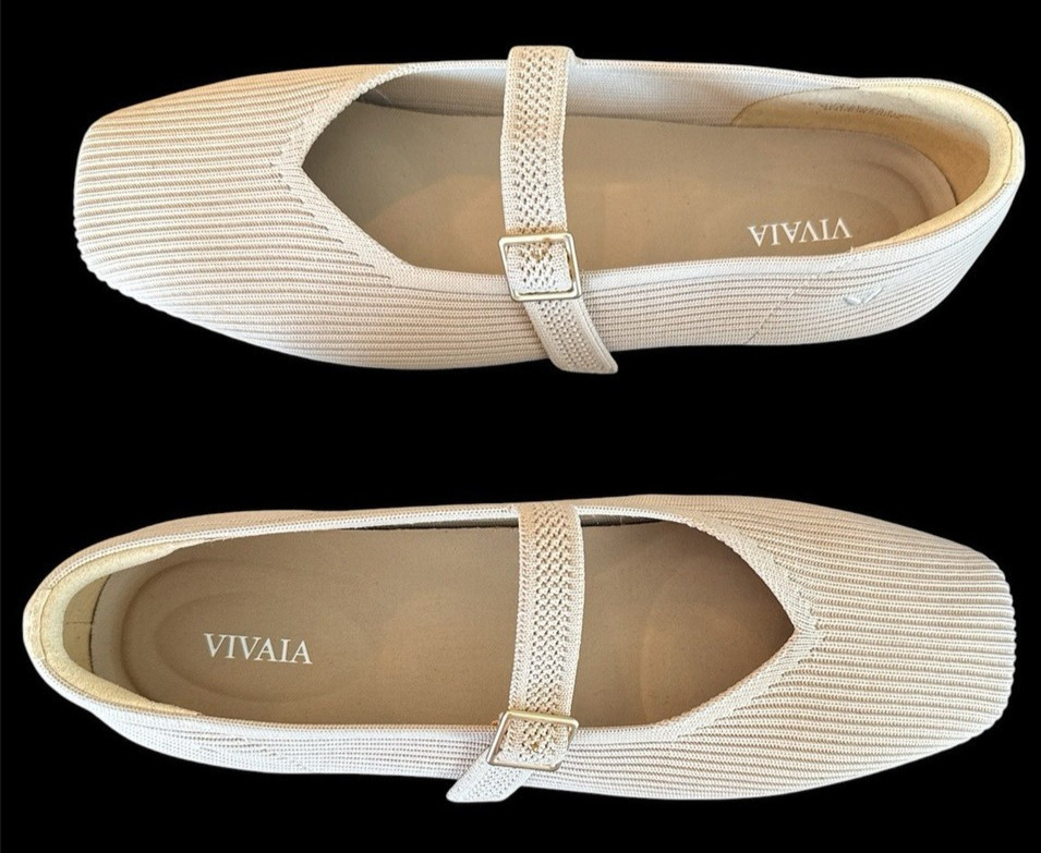 NEW***VIVAIA Sz 36.5/6 M Almond Knit Mary Jane FLATS!!