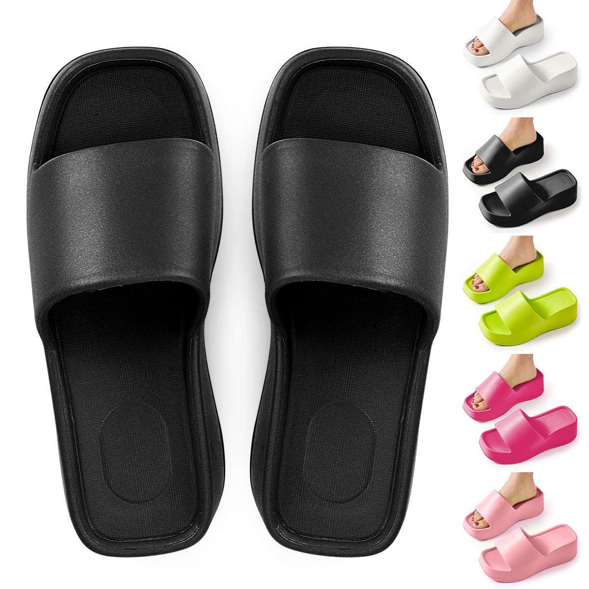 Womens Slippers Shower Non-Slip Bathroom Sandals Outdoor Soft Platform Shoes