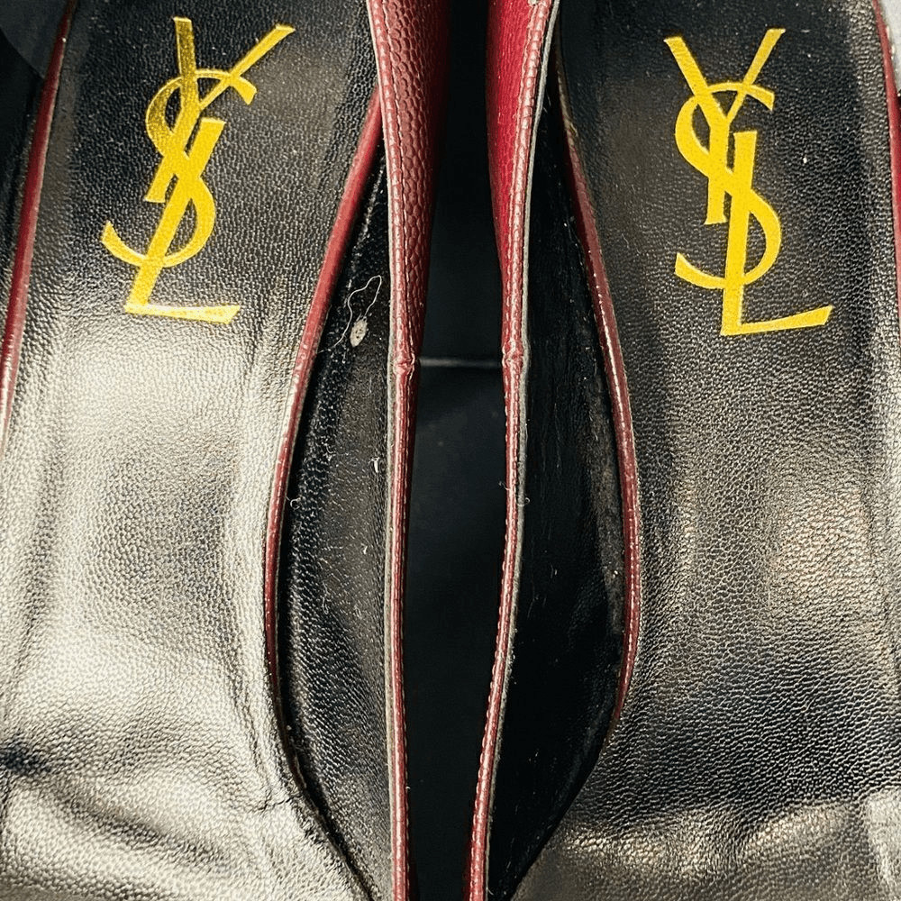 Yves Saint Laurent Tribtoo 80 Burgundy Leather Platform Stilettos