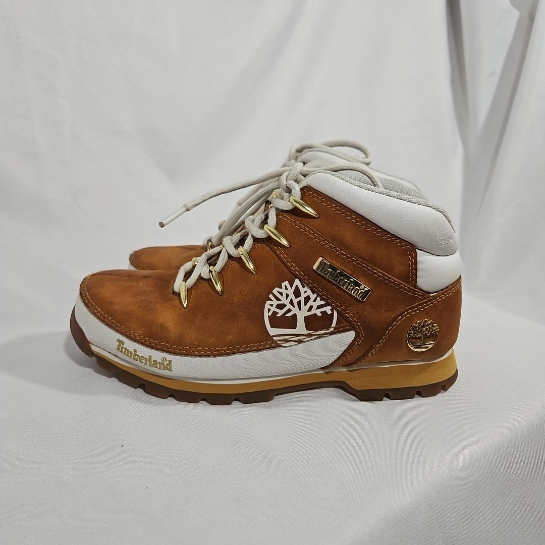 Timberland Euro Sprint Hiker Tan Hiking Boots Women 9 Gold Wheat logo 16642
