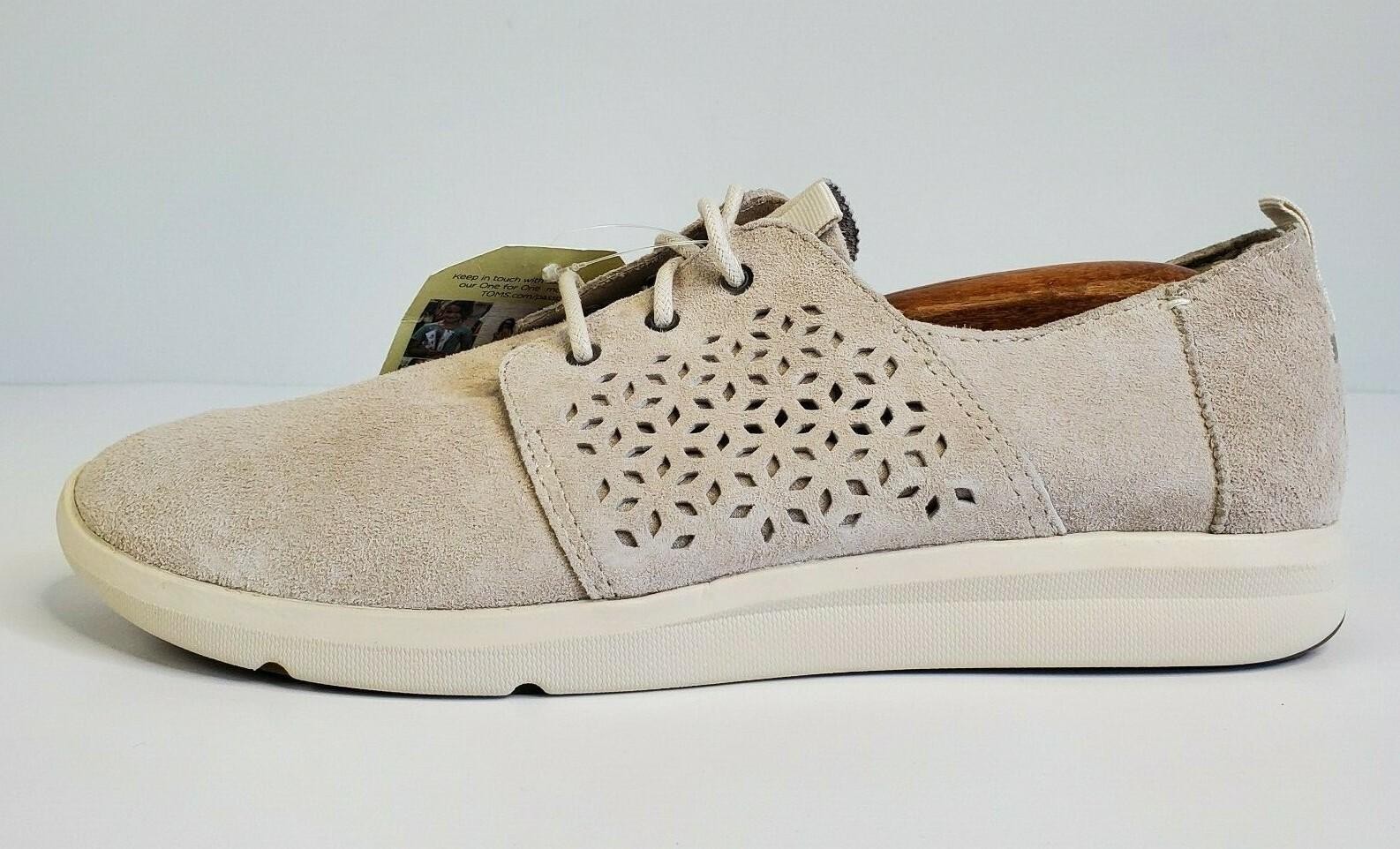 TOMS Size 11 Womens Del Rey Suede Mosaic Perforation Lace Up Sneakers Shoes NEW
