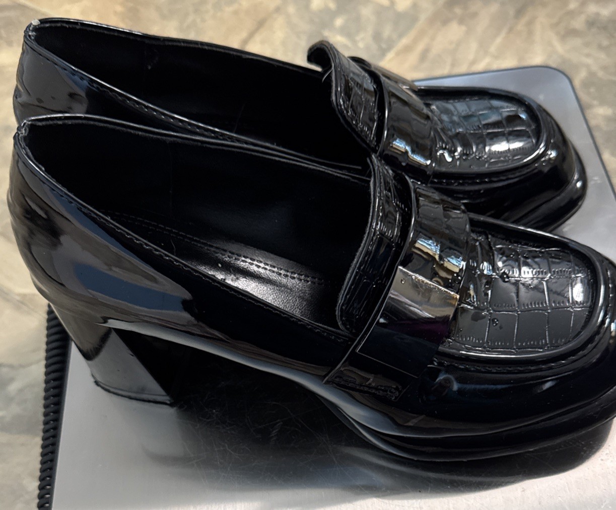 WOMENS LOAFERS BLACK Synthetic LEATHER STYLE European Size 39 (US Size 8.5)