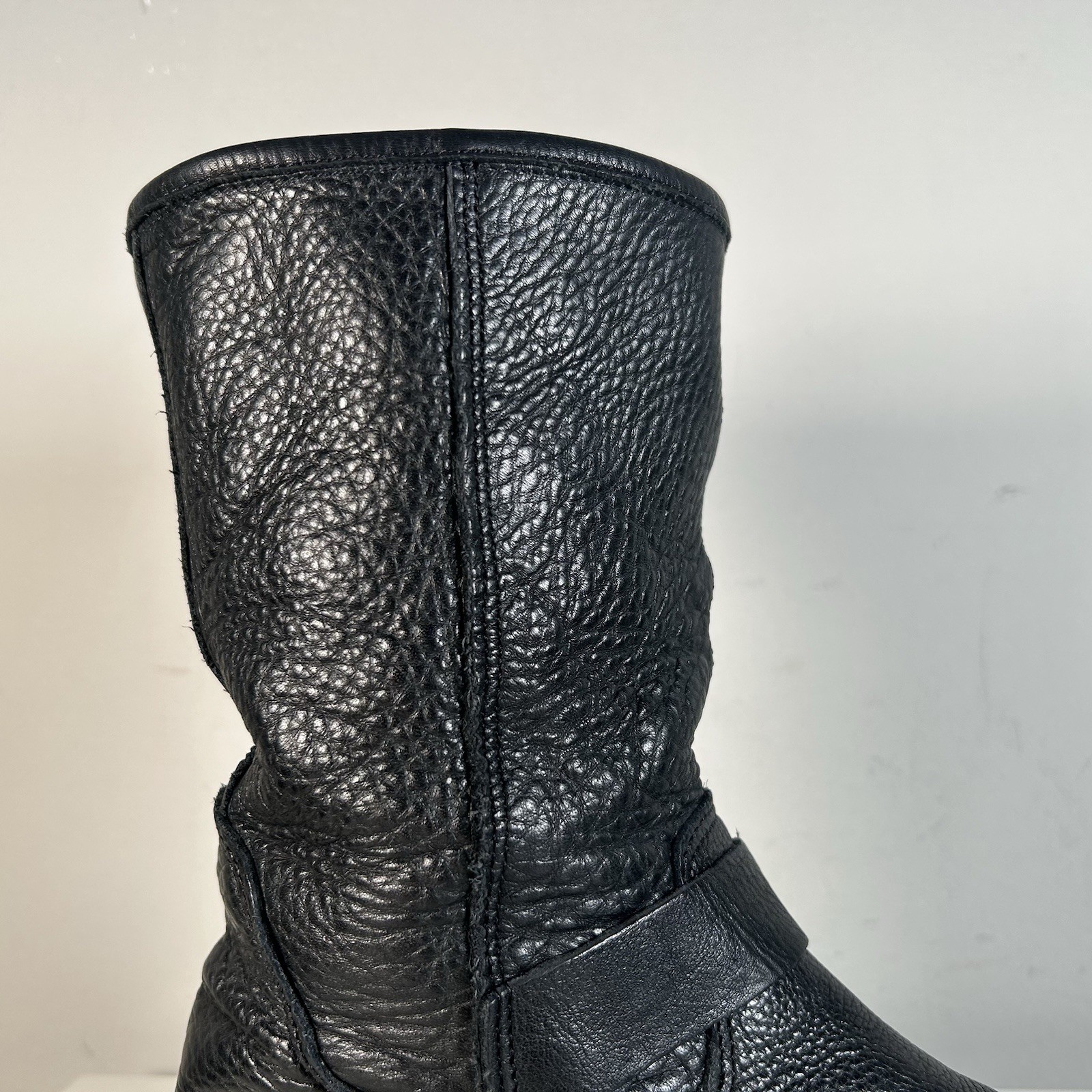 Y2K Steve Madden Black Leather Buckle Moto Combat Ankle Boots Women’s 6.5