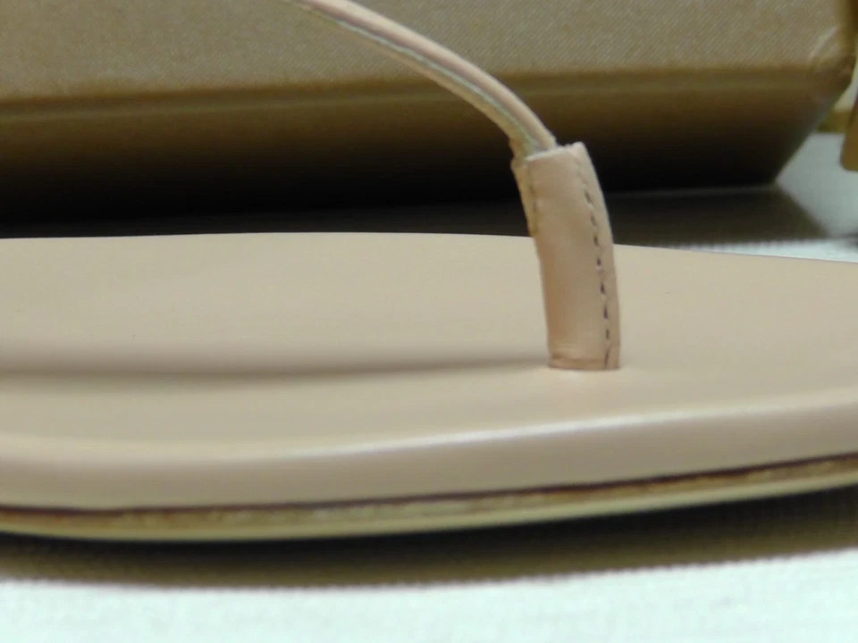 BURBERRY Pale Nude EMILY T-Strap Leather Thong Sandals Size 36.5 US***$720**NIB