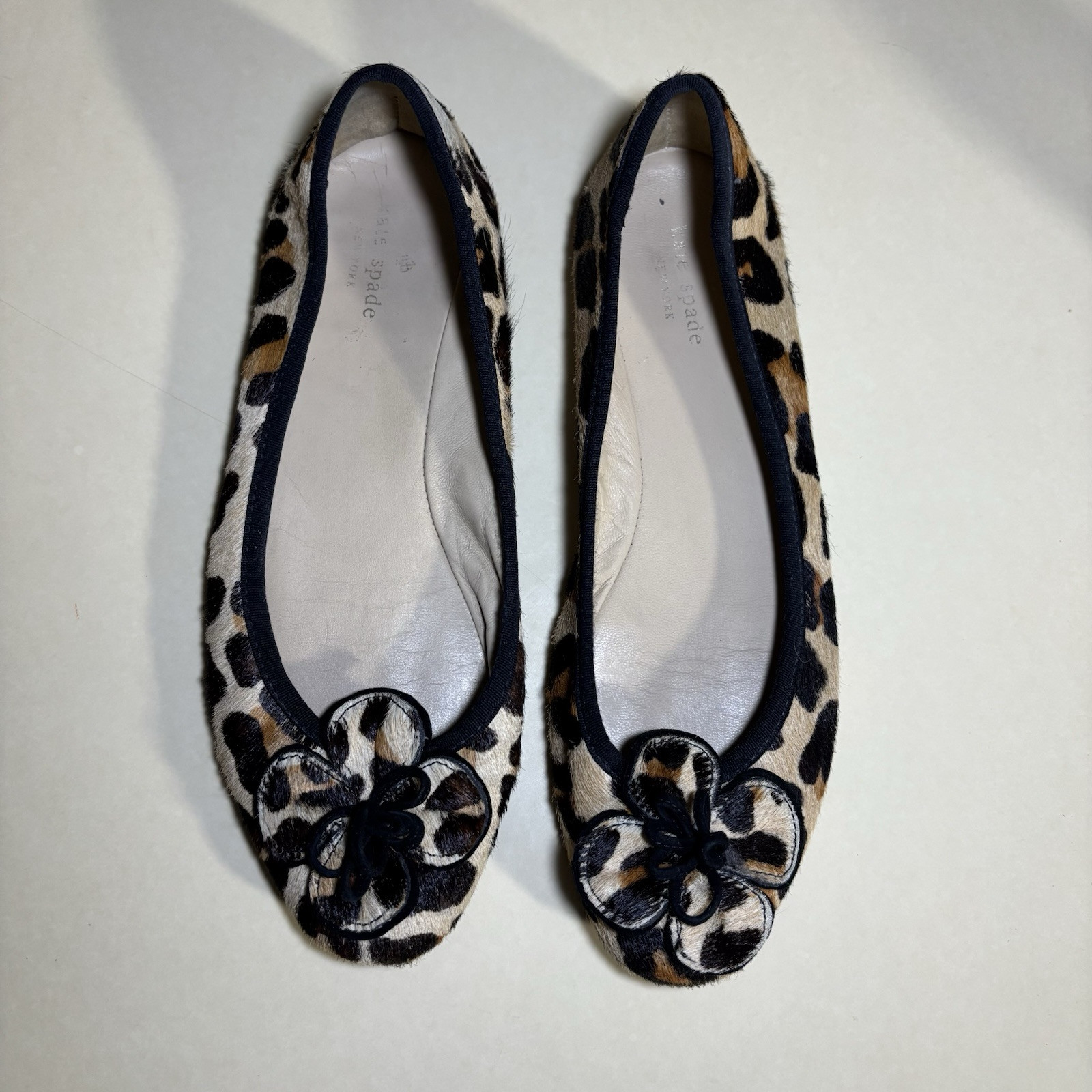 Kate Spade Pony Hair Leopard Print Flats Flower Size 8 See Photos