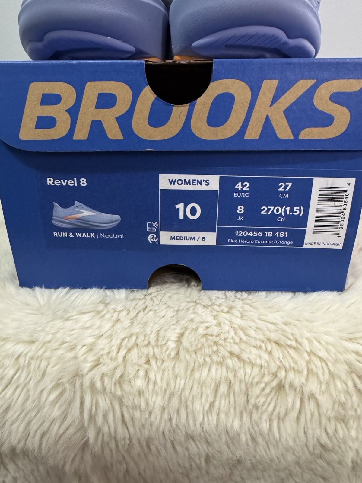 Brooks Revel 8 Women Blue Heron Orange Low Top Lace Up Mesh Sneakers 120456