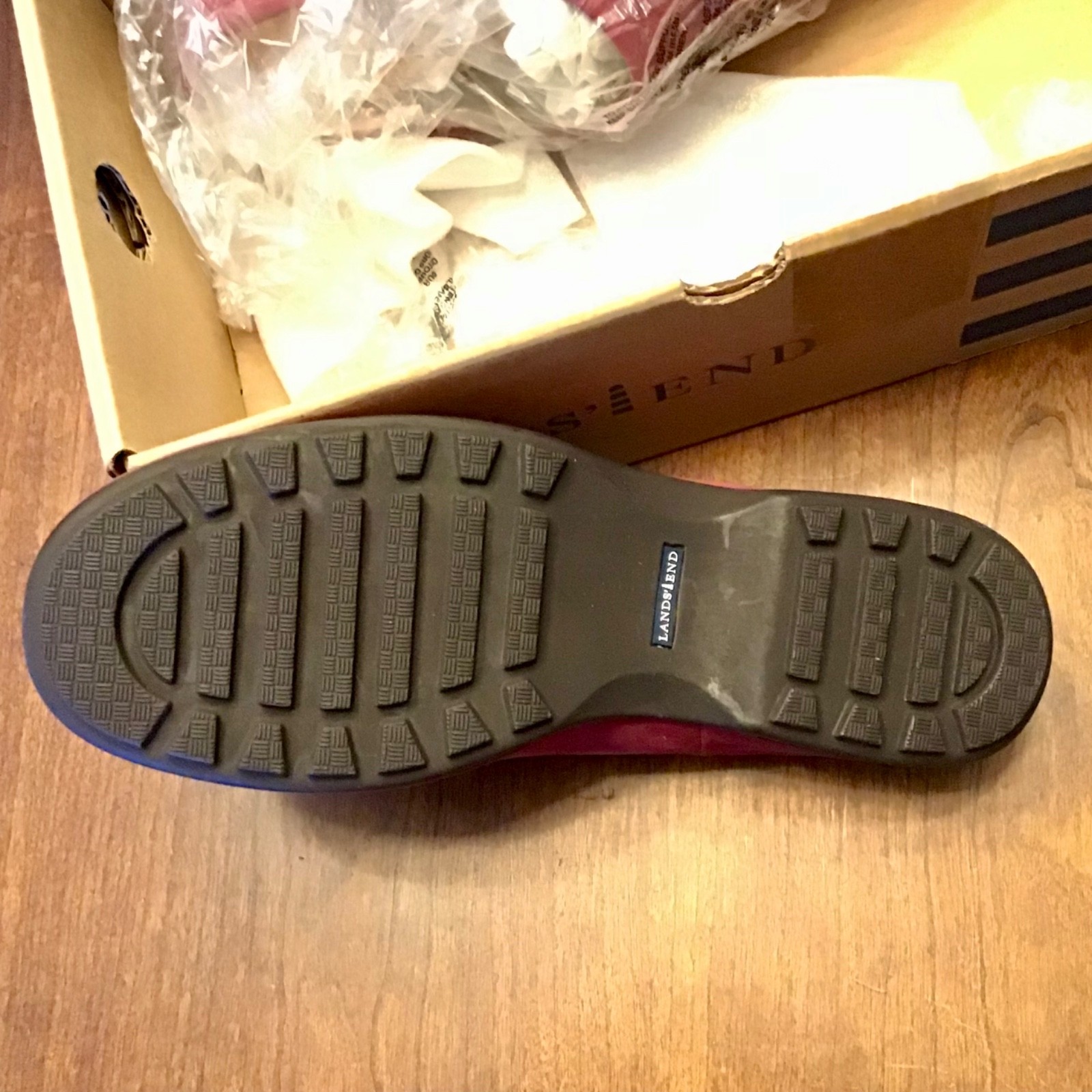 New Womens Lands End Deep Berry Red Suede Clogs Mules 8B #1938564 Style 32464