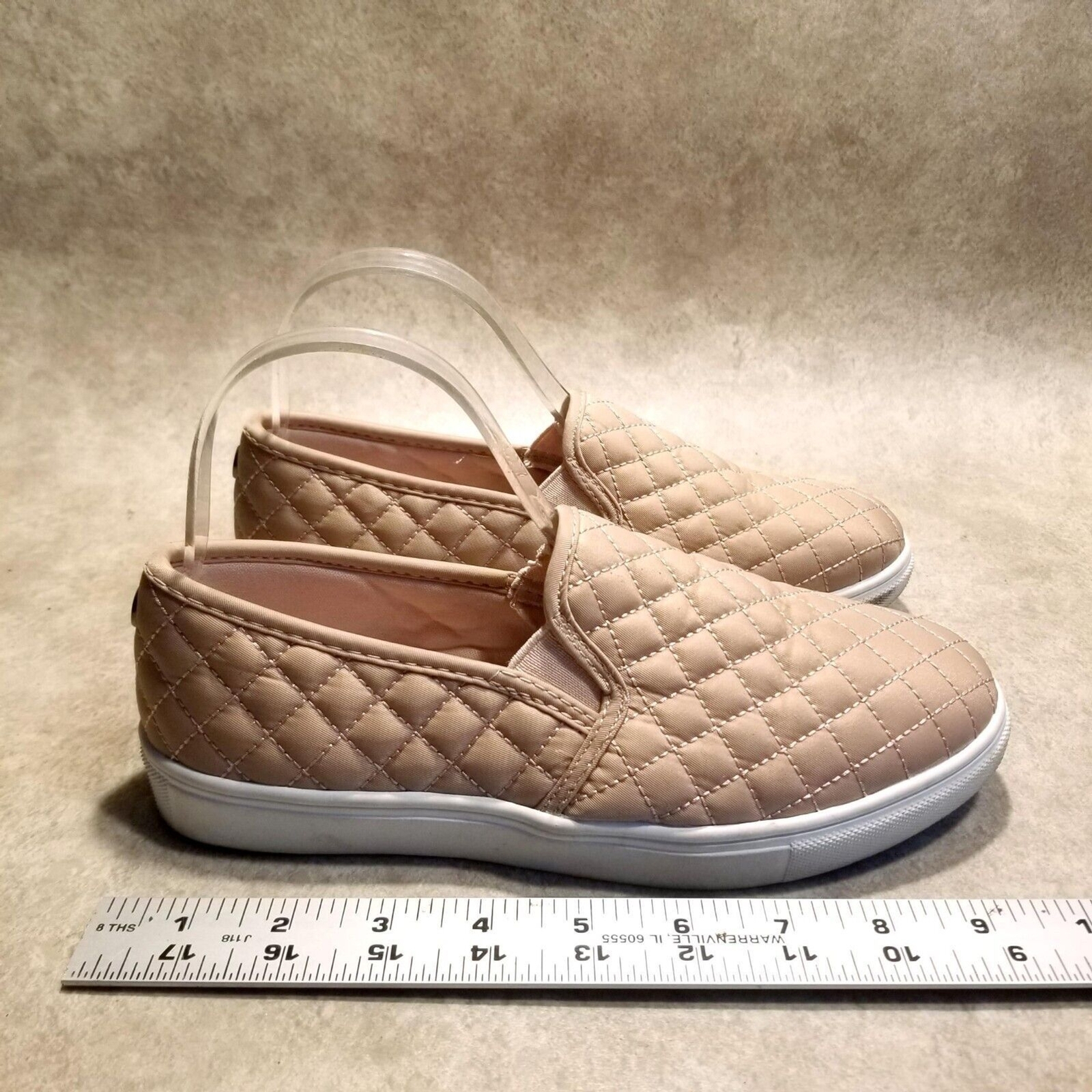 Stevies Womens Size 5 Tan Textile Quilted Slip On Sneaker Flats
