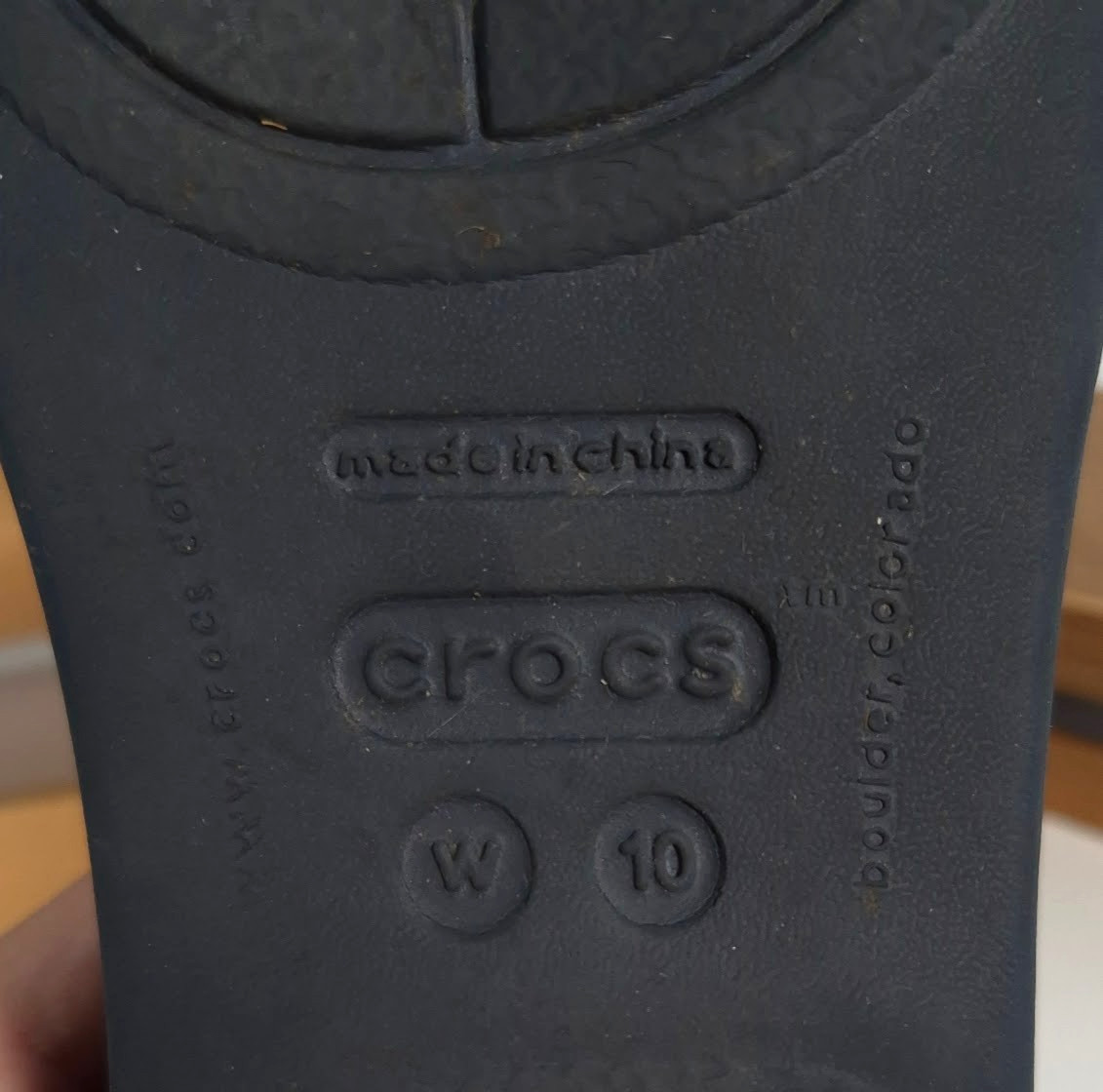 CROCS Sandals Womens 10 Rhonda Wedge Slip On Strappy Slides Open Toe Navy Blue