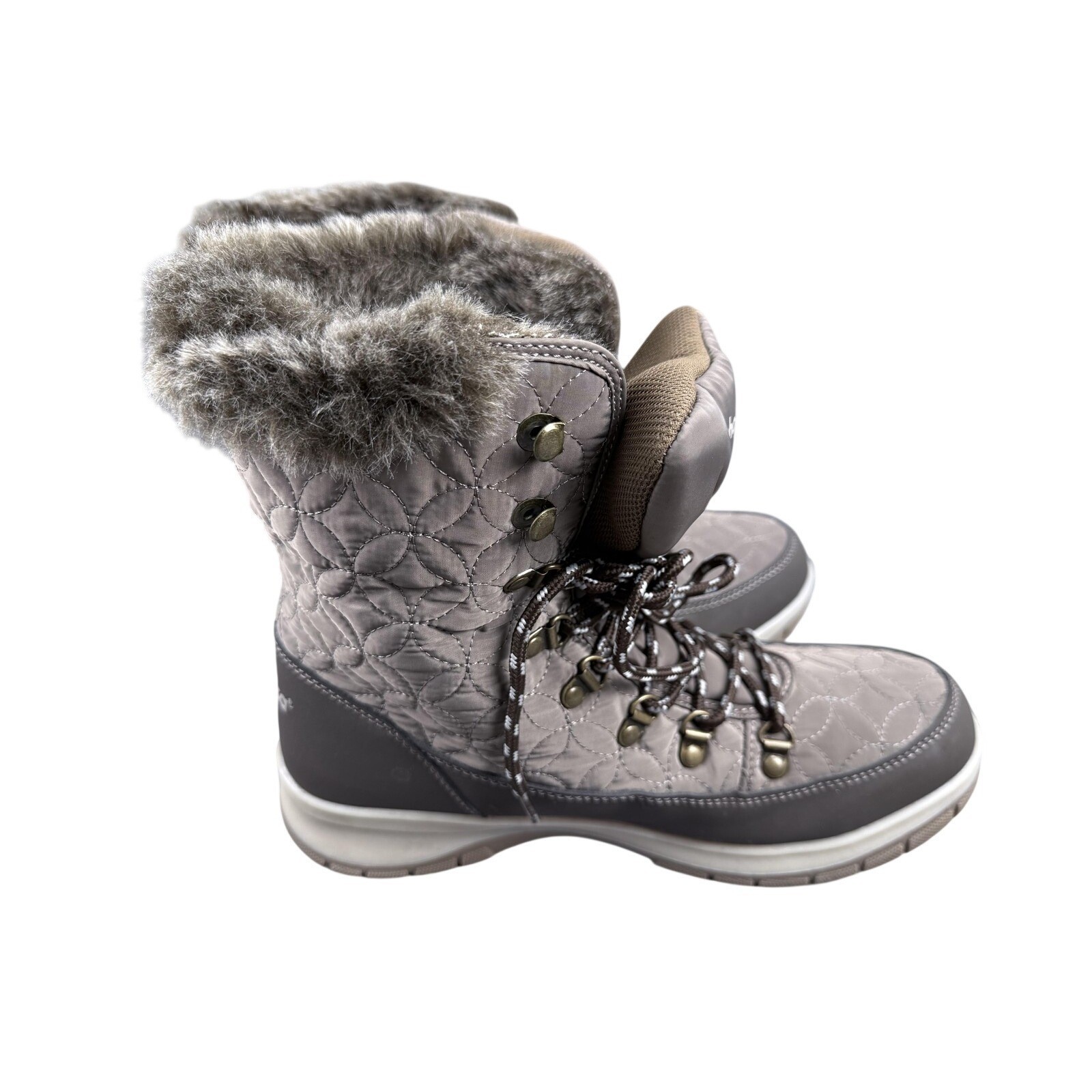Chooka Boots Womens Size 9 Brown Belltown Mid Faux Fur Lace Up Insulated Snow