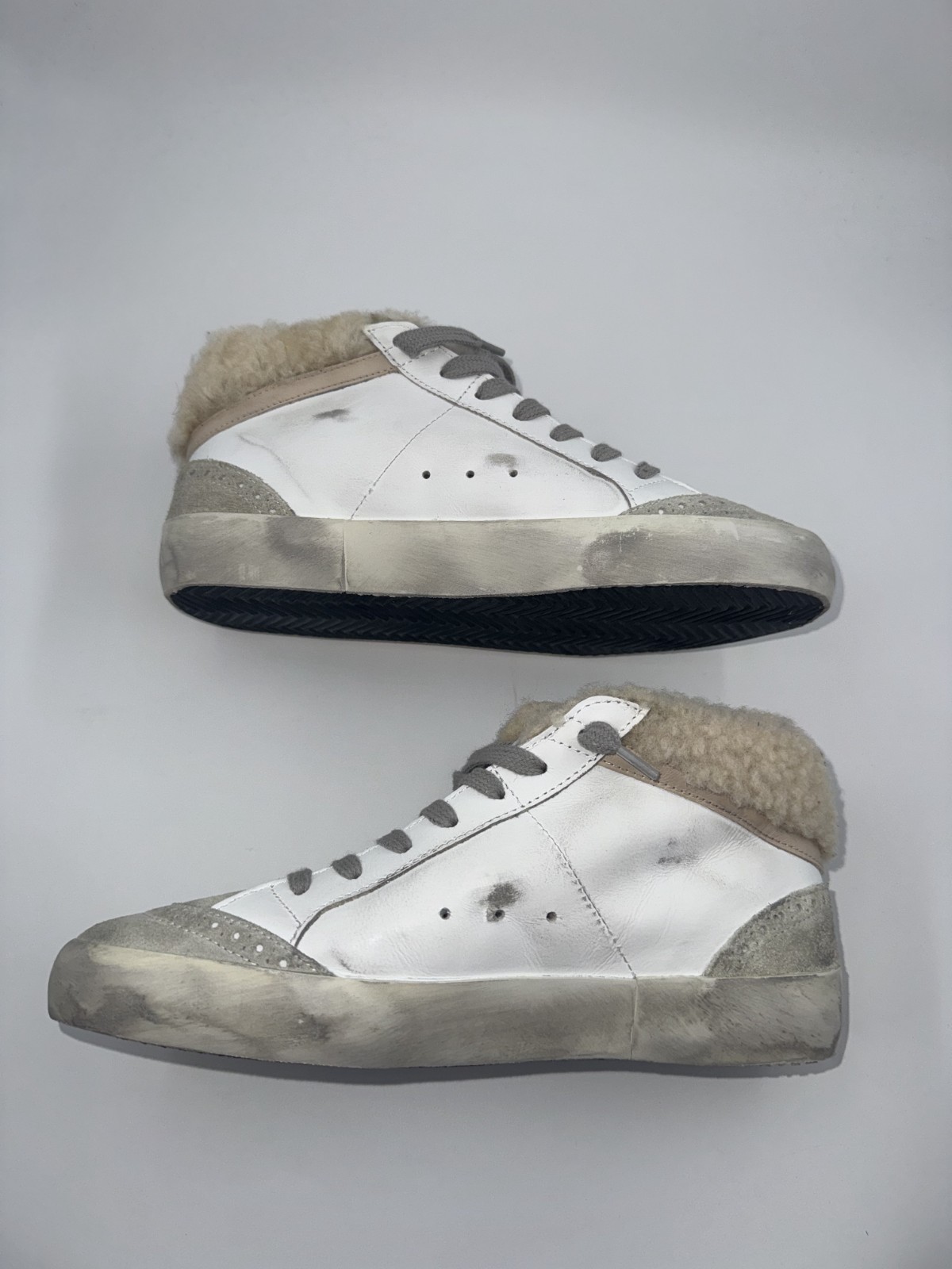 Golden Goose Mid Star Double Quarter Shearling Leather Sneakers EU38 US8 $750