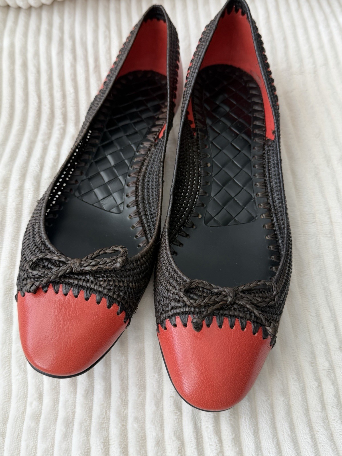 Bottega Veneta Resort 2014 Black Raffia & Leather Low Heel Pumps
