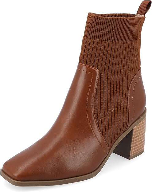 Journee Womens Tru Comfort Foam Harlowe Chelsea Booties | Cognac | 6.5