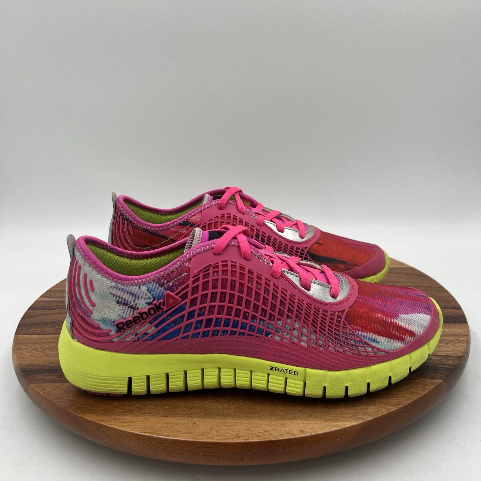 Size 8 Reebok Womens Z Goddess Nanoweb Pink/yellow Running Sneakers Shoes M44667