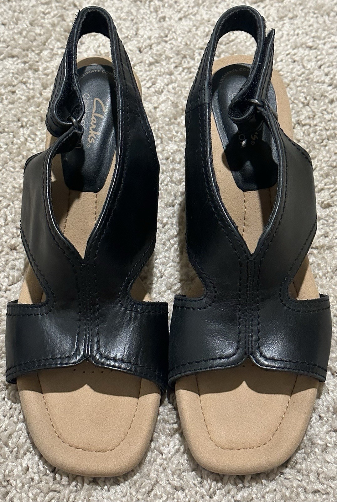 Clark’s Collection Women’s Wedge Sandals Size 7M Black 2.75 In Heel