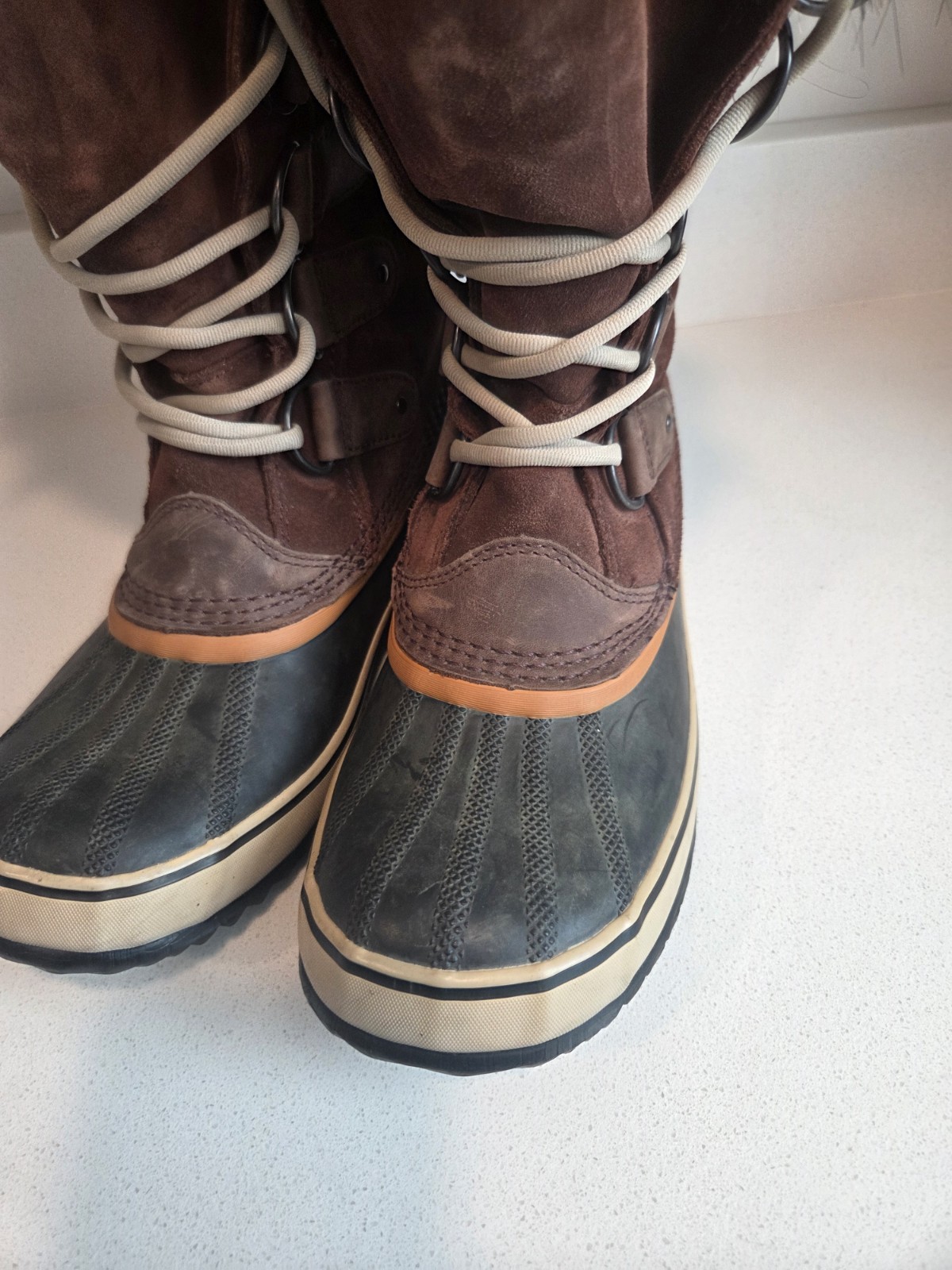 Sorel Waterproof Faux Fur Trim Lace-Up Snow Boots Brown/Black US 9 EU 40