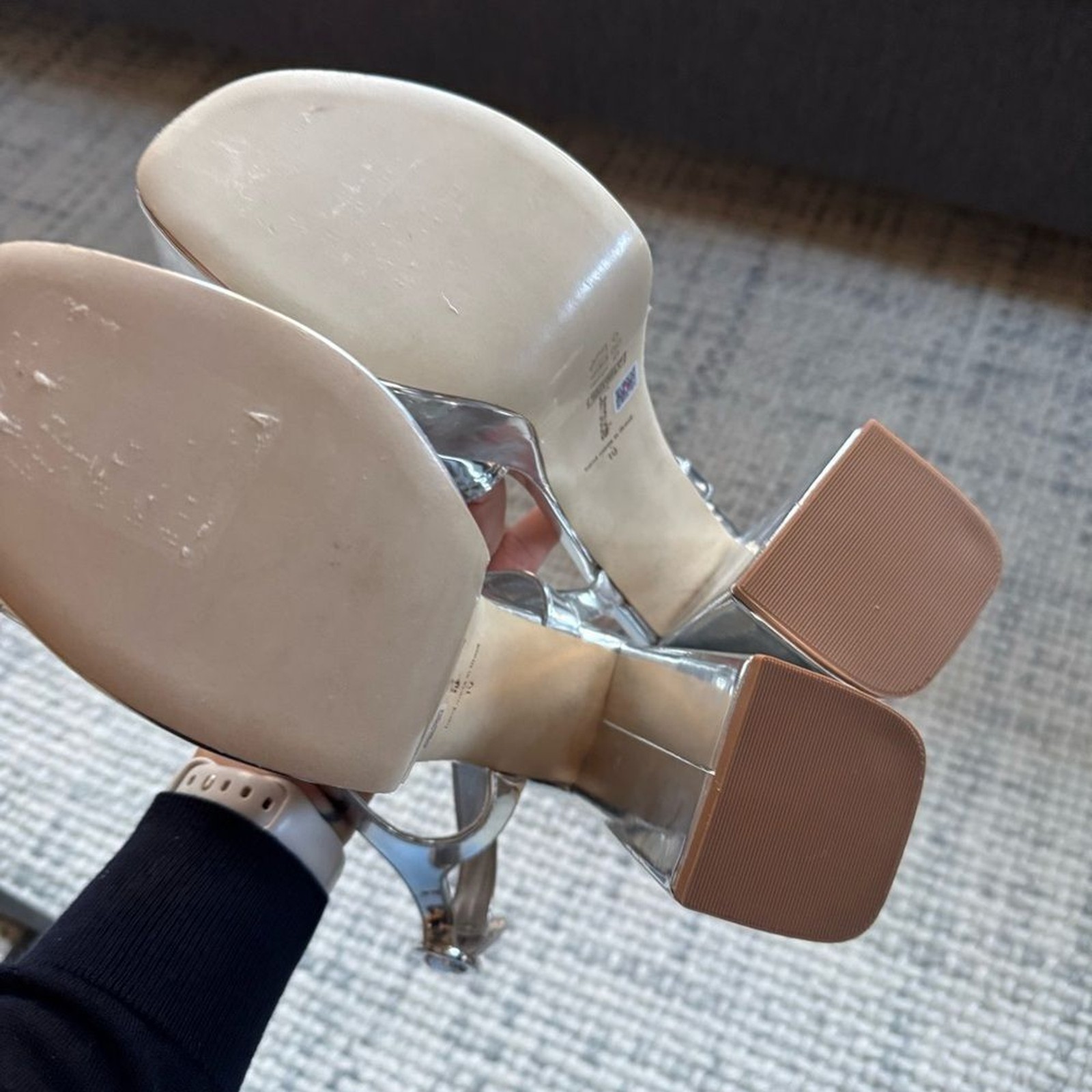 NEW Larroude Bee Sandal in Silver Specchio 10