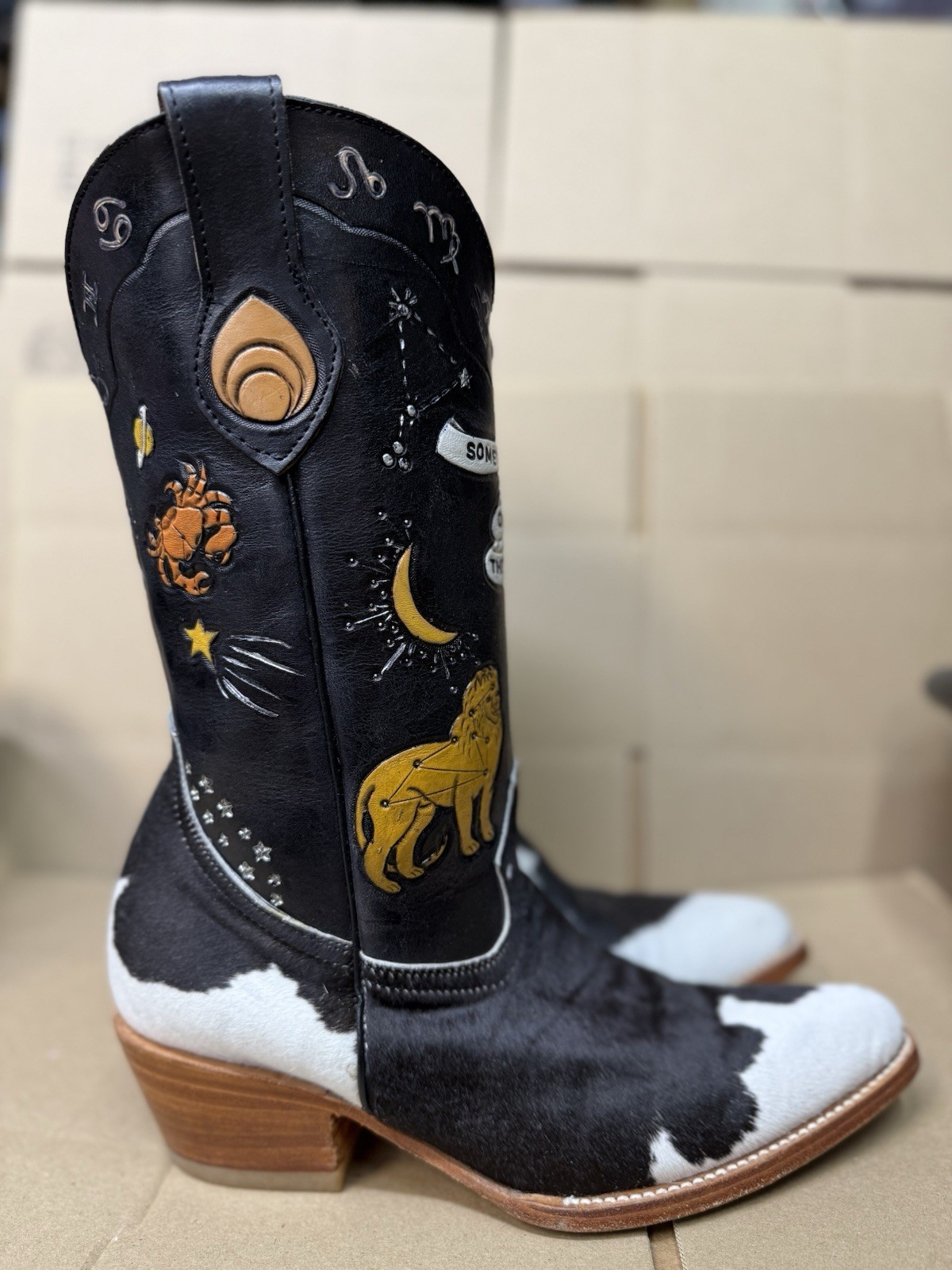 Brother Vellies Doodle Boots – Saturn Zodiac Stars Cowboy 13” Please Read