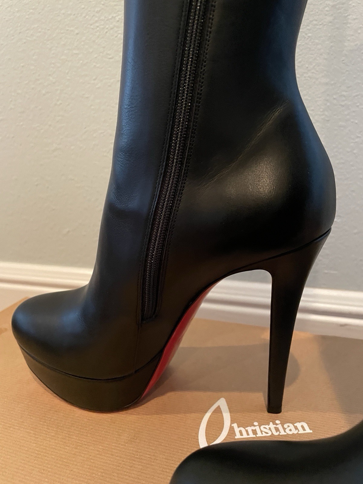 Christian Louboutin Bianca Botta 140 King Calf Black Knee High Boots 38