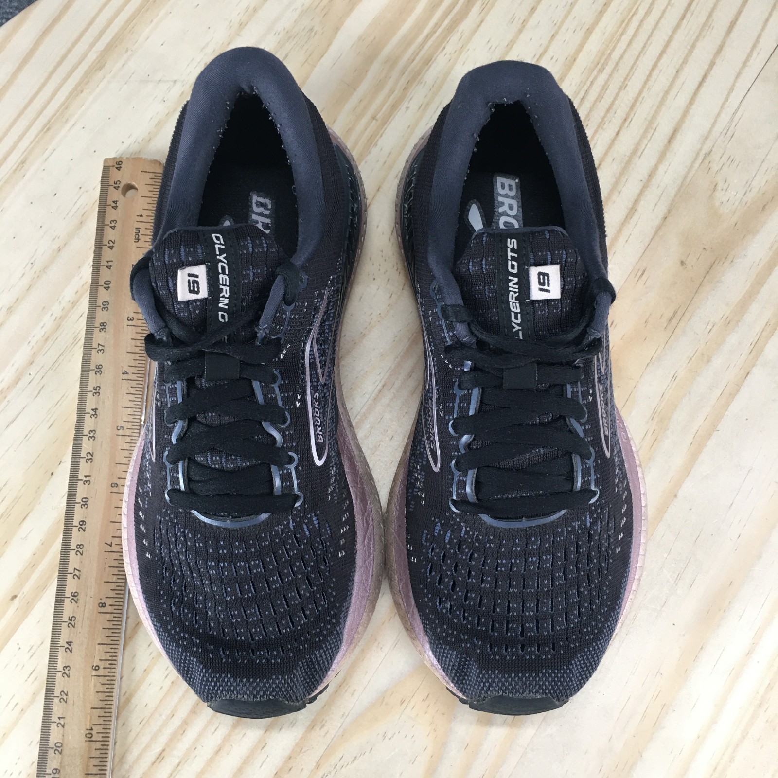 Brooks Shoes Womens 7 Glycerin GTS 19 Running Sneakers 1203441B074 Black Pink