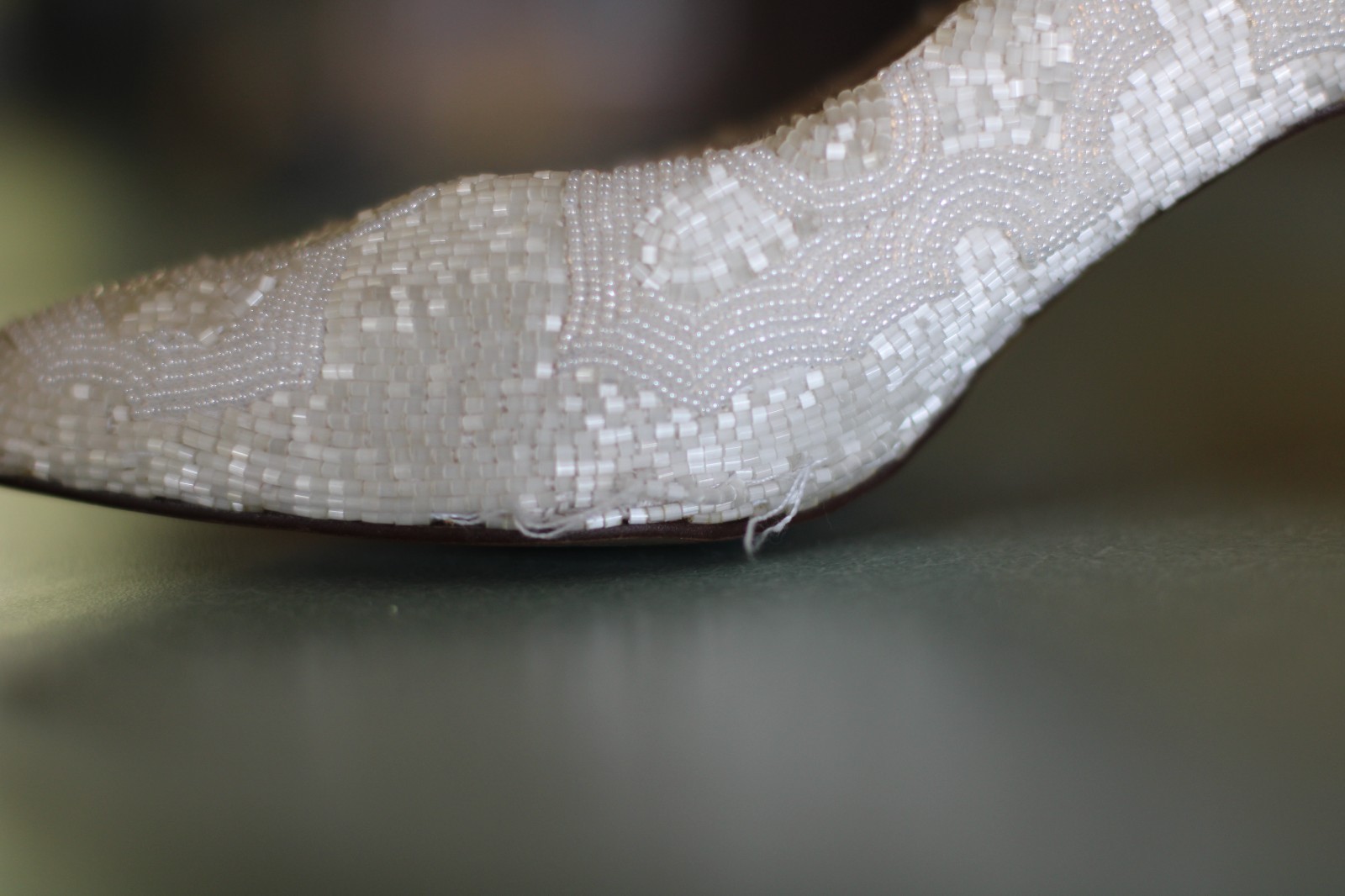 Vintage 90s Dyeables Wedding Heels White Beaded Women US size 6.5 Needs repairs
