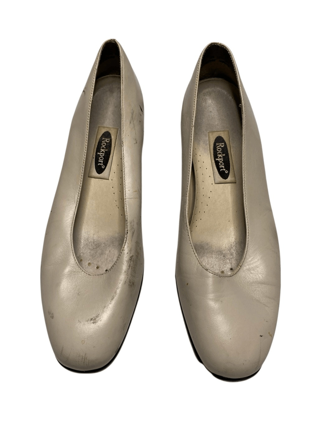 Flawed Rockport Beige Square Toe Low Heel Shoes Womens 8M Dry Rot Art Project