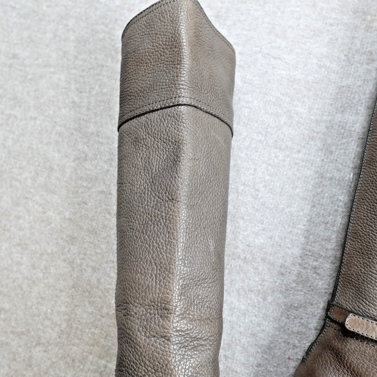 Tory Burch Womens Boots 8.5 Brown Gray Zip Heeled Pebbled Jenna Knee High