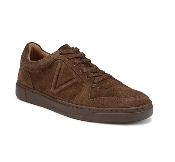 Vionic Lucas Court Lace Up Sneaker, Dark Brown Suede, New