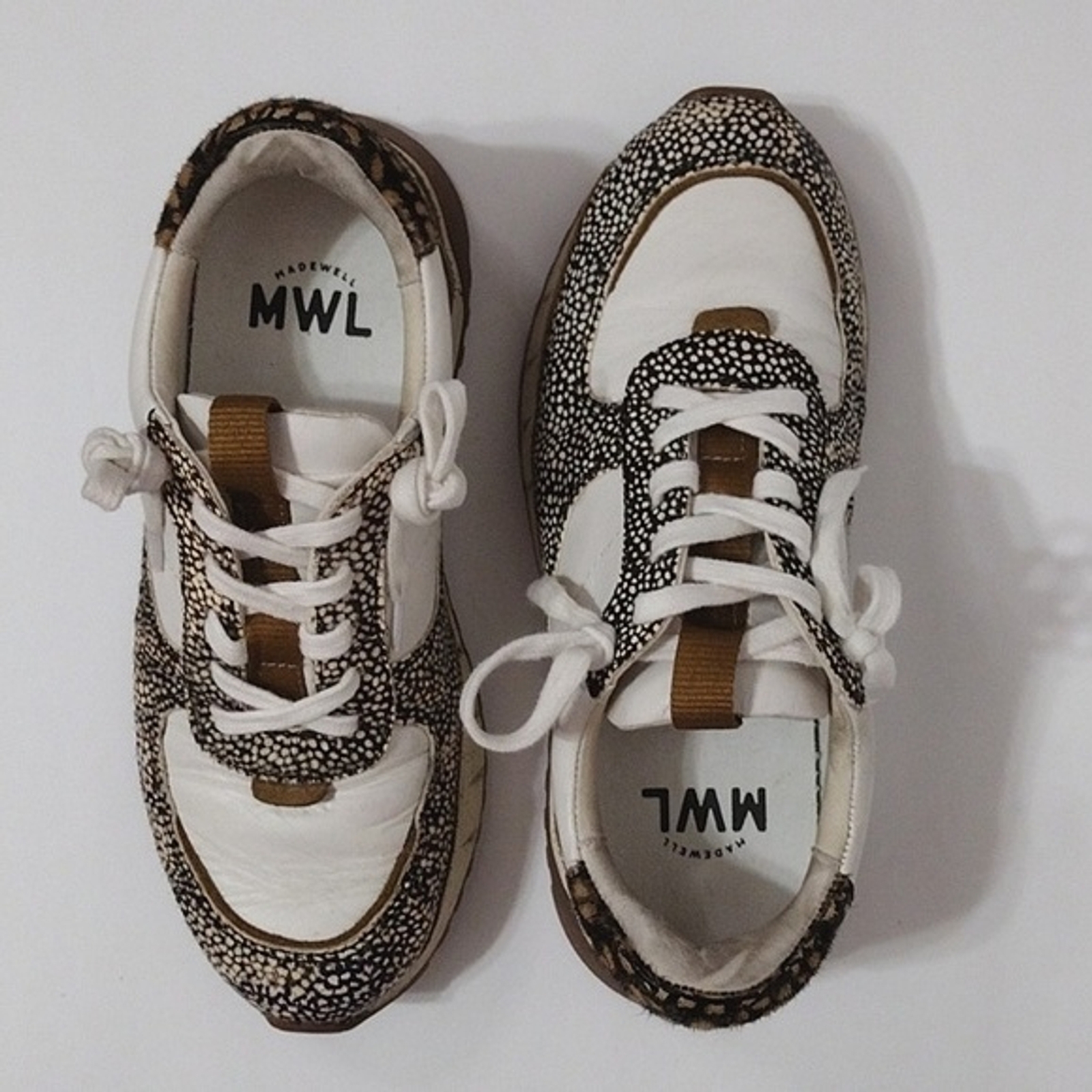 Madewell Kickoff Trainer Sneakers 6 Leather Calf Hair Eco Chic Platform Shoes