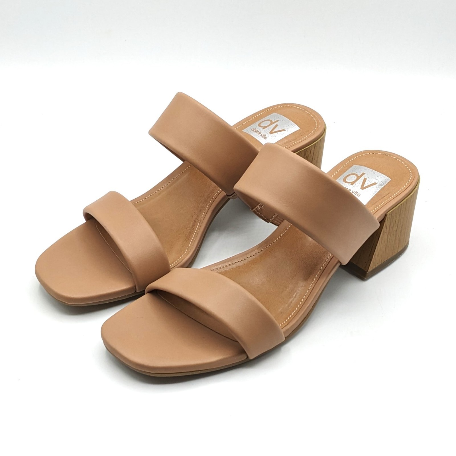 dv by Dolce Vita Sharona Women’s Dual Straps with Block Heel Sandals (Café) NEW