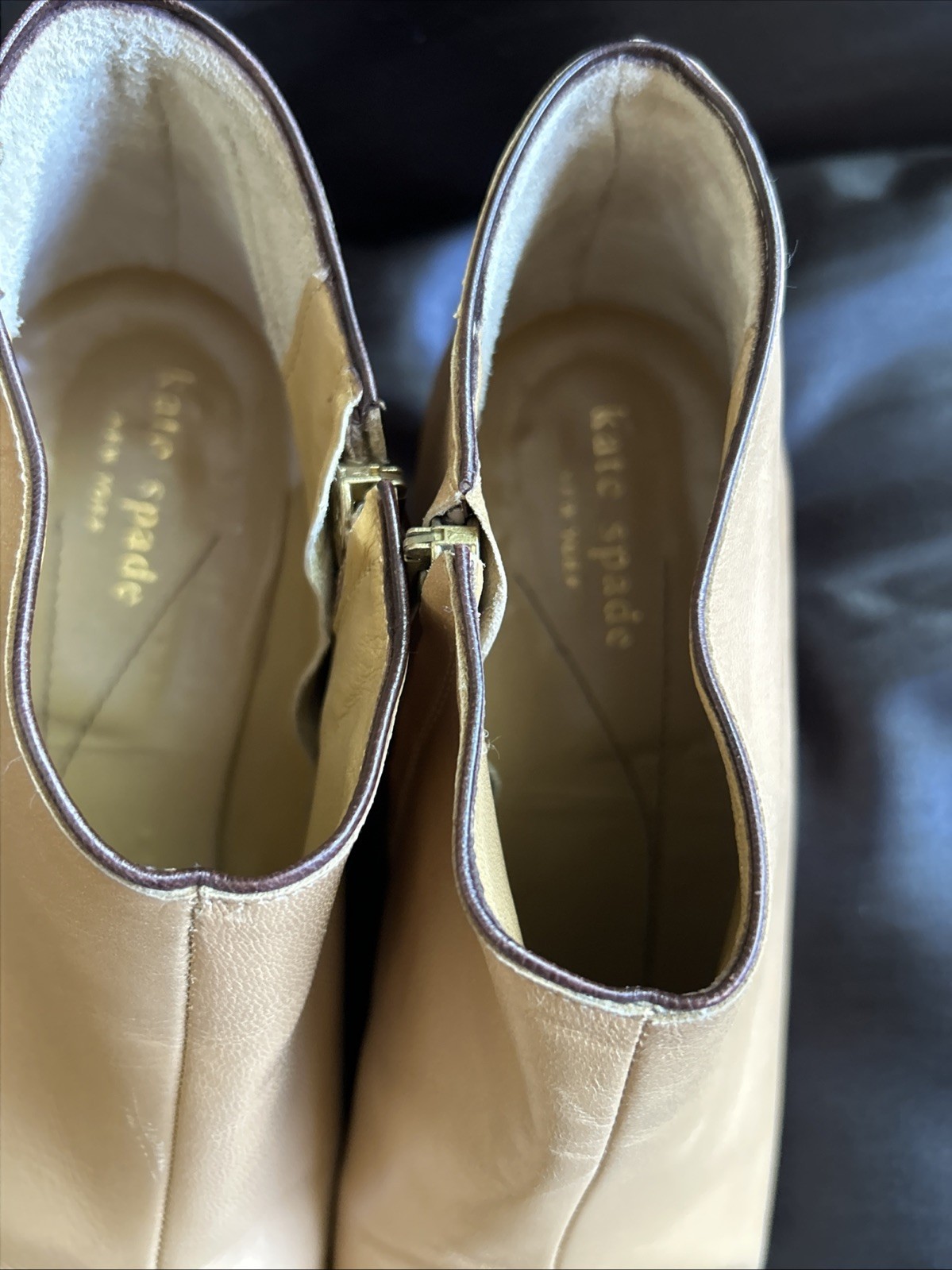 Kate Spade Sophie Beige Camel Soft Leather Booties Shoes 7.5 M Made In Italy Y2K