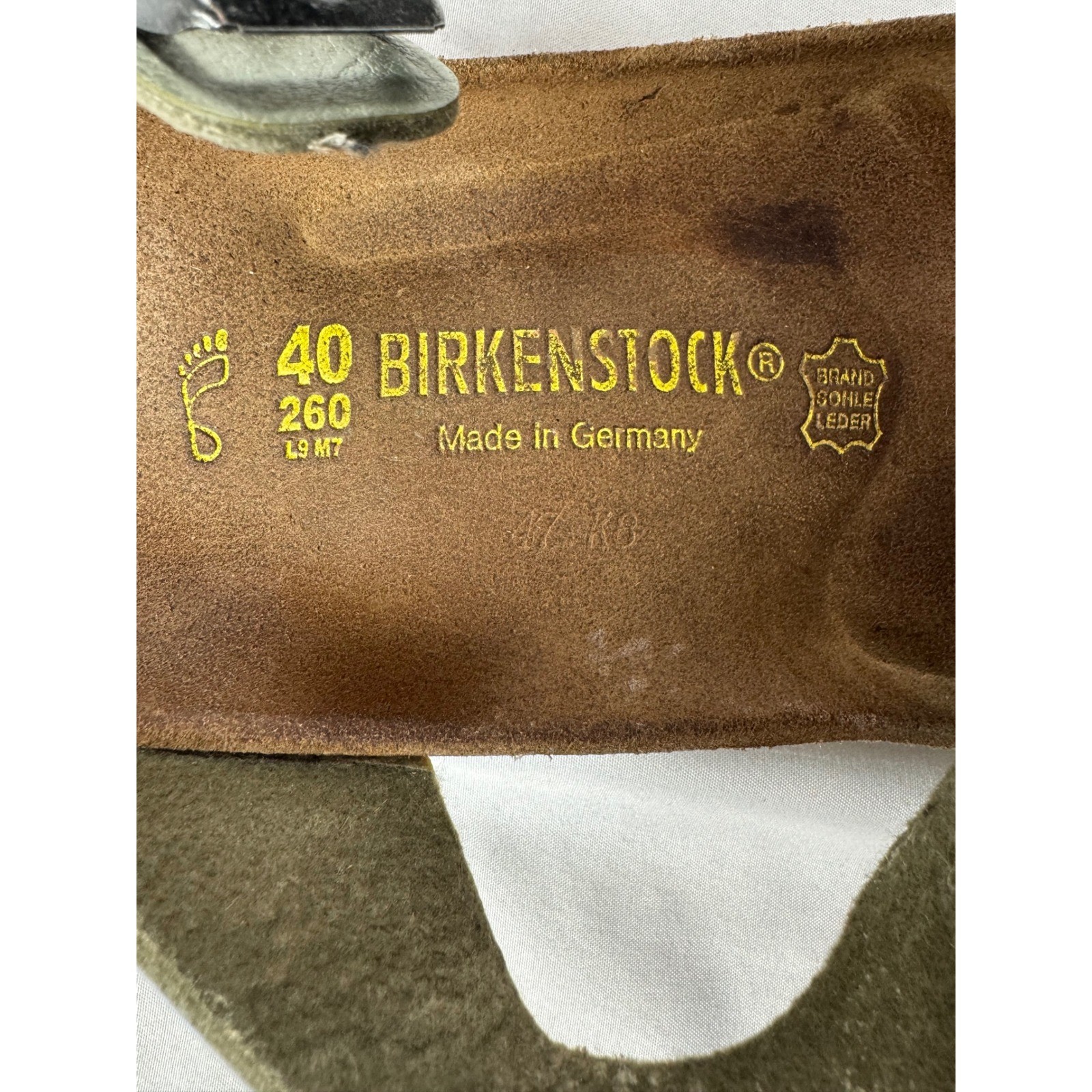 Birkenstock Gizeh Metallic Olive Green Thong Sandals Womens 40 L9 M7 Germany