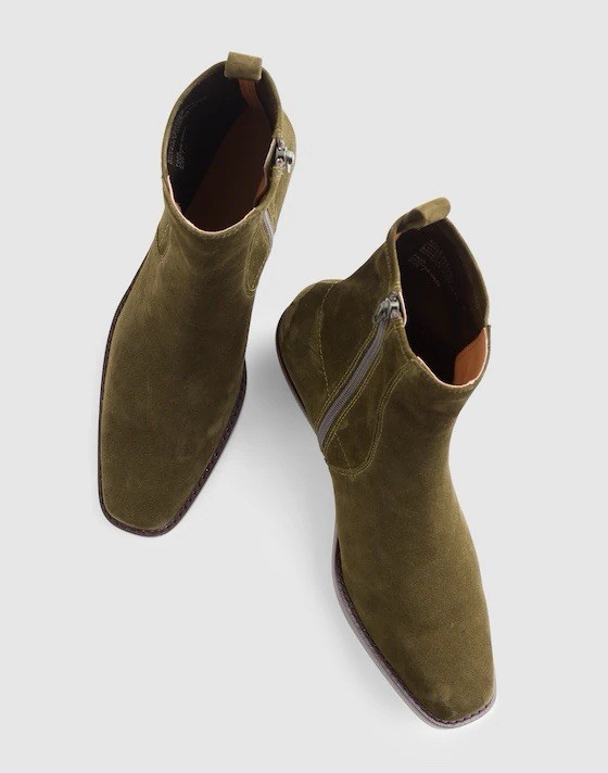 Madewell The Idris Ankle Boot in Suede Dark Olive Size 8 M NWD $198 NX430