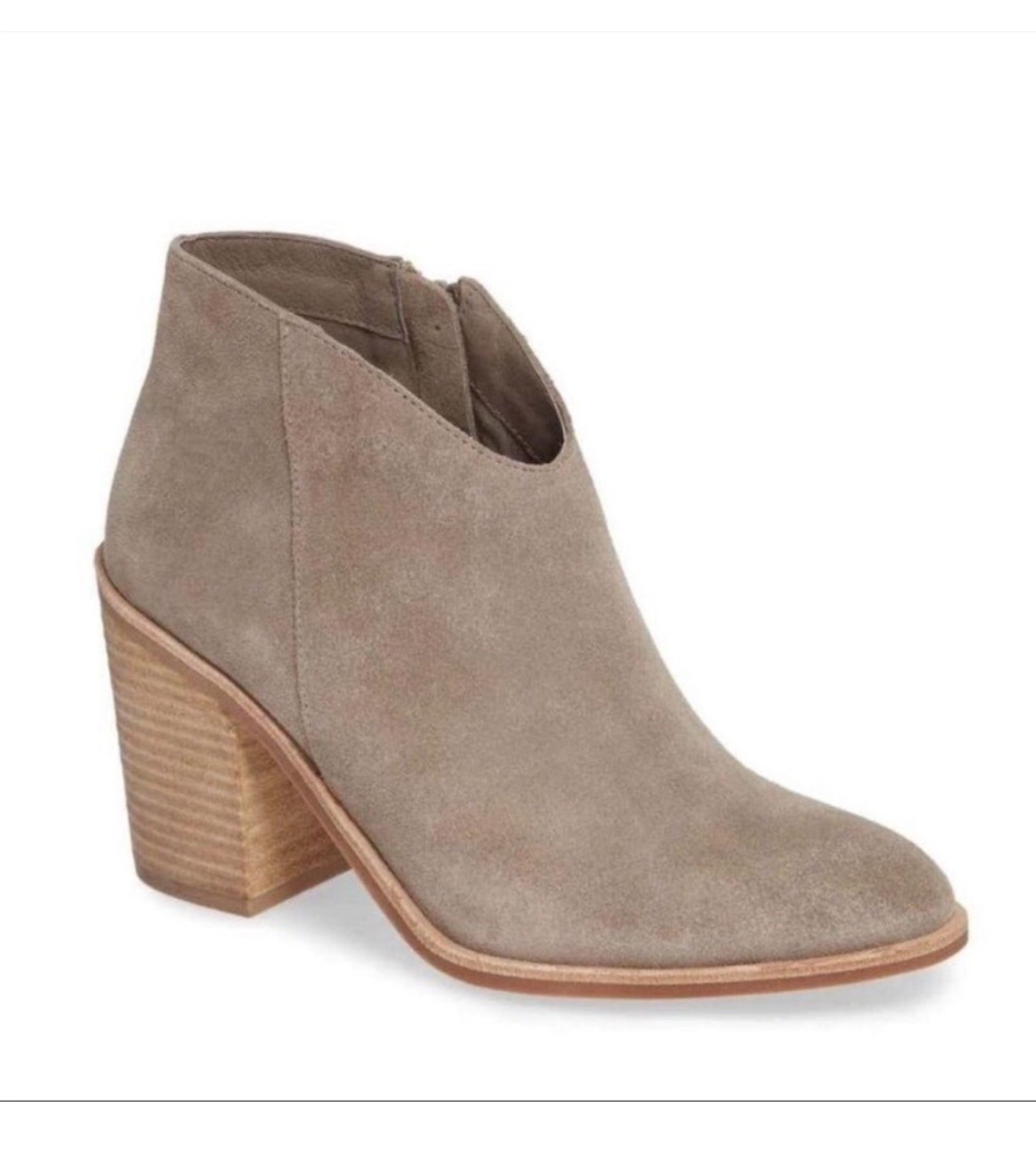 Jeffrey Campbell Kamet Neutral Taupe Bootie Sz 8 Stacked Wooden Heel