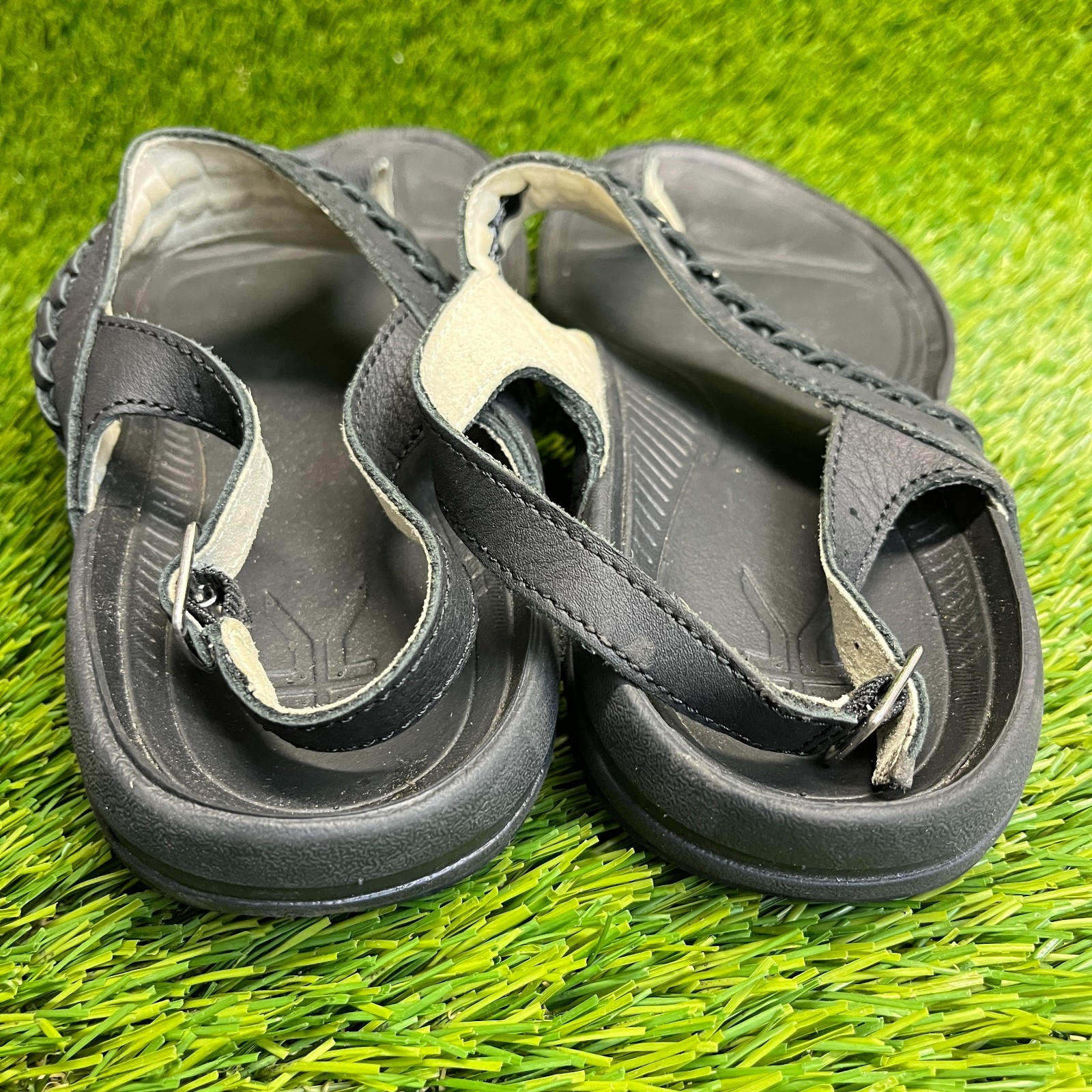 Kuru Letti Womens Size 9 Jet Black Beach Classic Outdoor Leather Thong Sandals