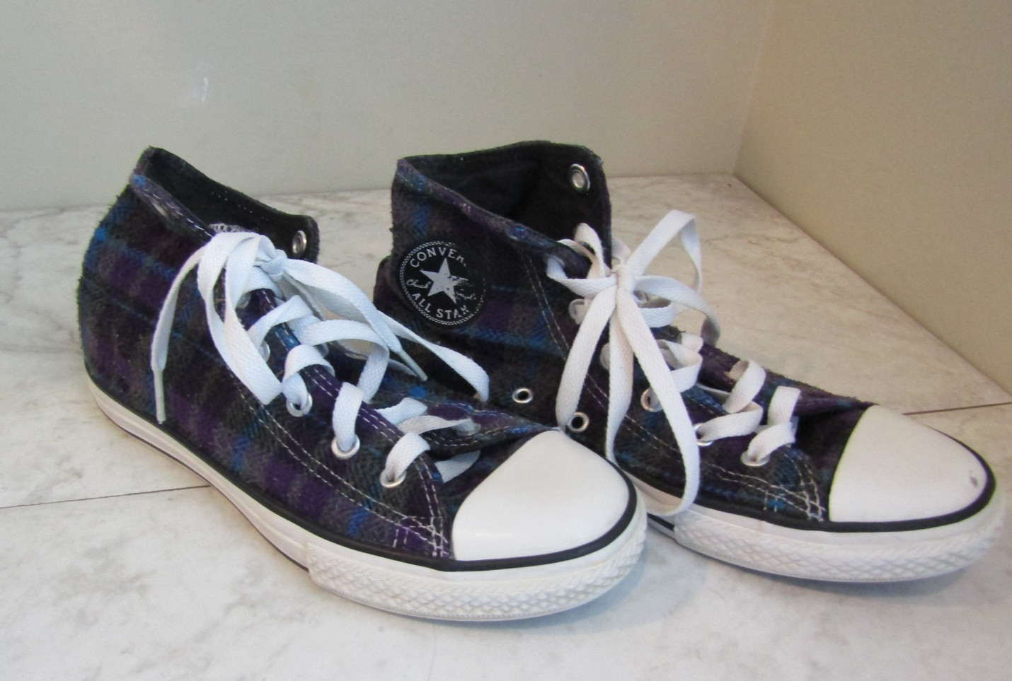 Converse All Star Plaid Flannel Multicolor Lace Up Shoes Junior Size 4 EU 36