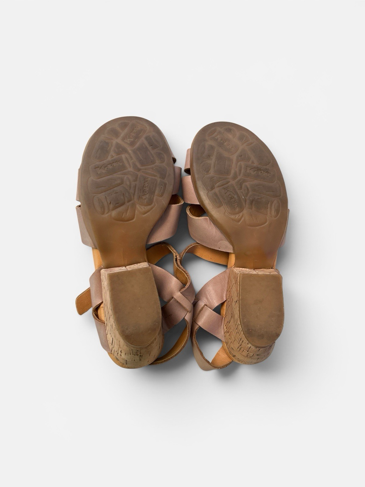 Korks by Kork-Ease Nadim Block Heel Taupe Leather Sandal Women’s Size 7