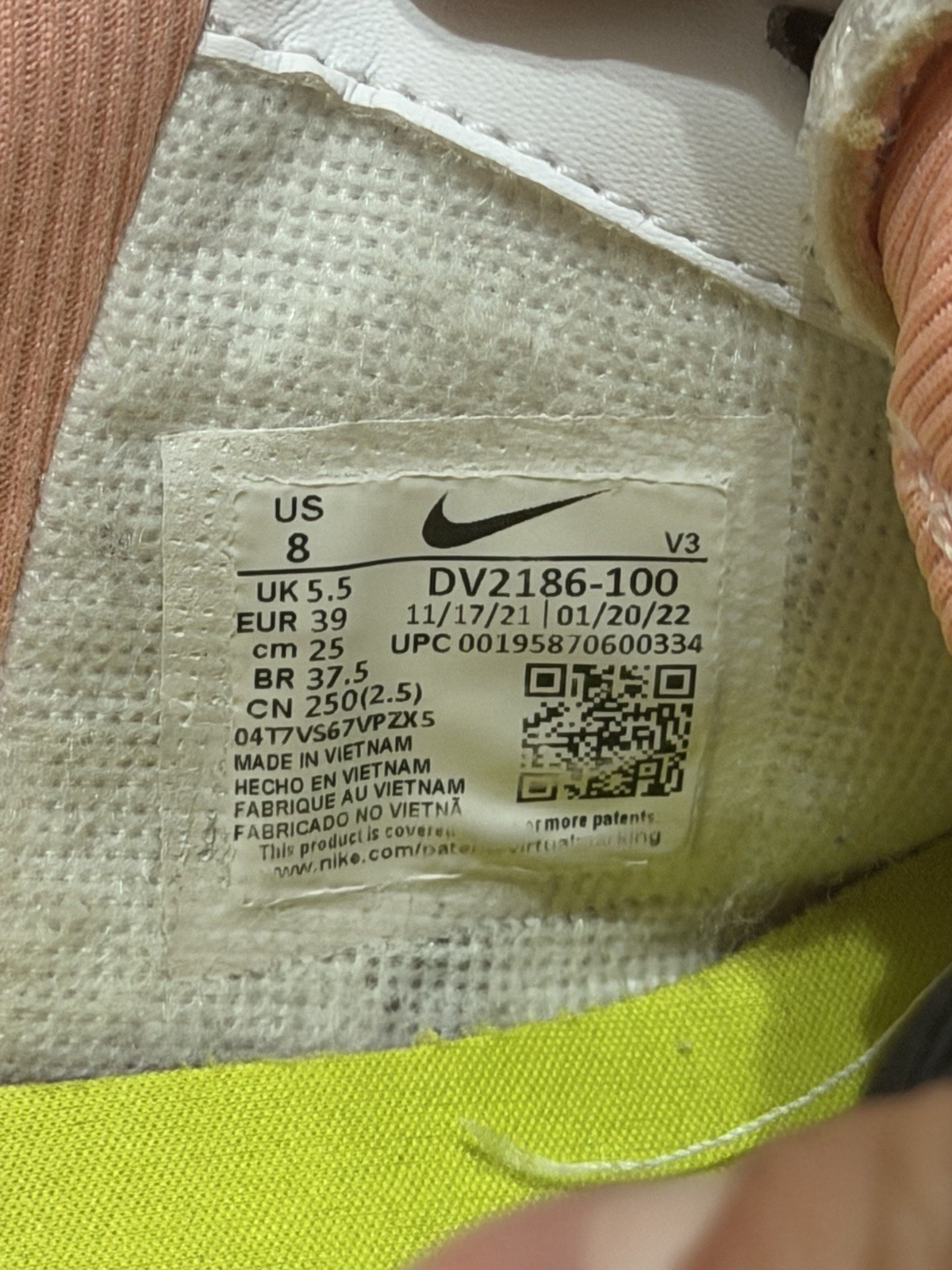 Nike Air Force 1 Shadow White Multi DV2186-100 Lace Up Leather Sneaker
