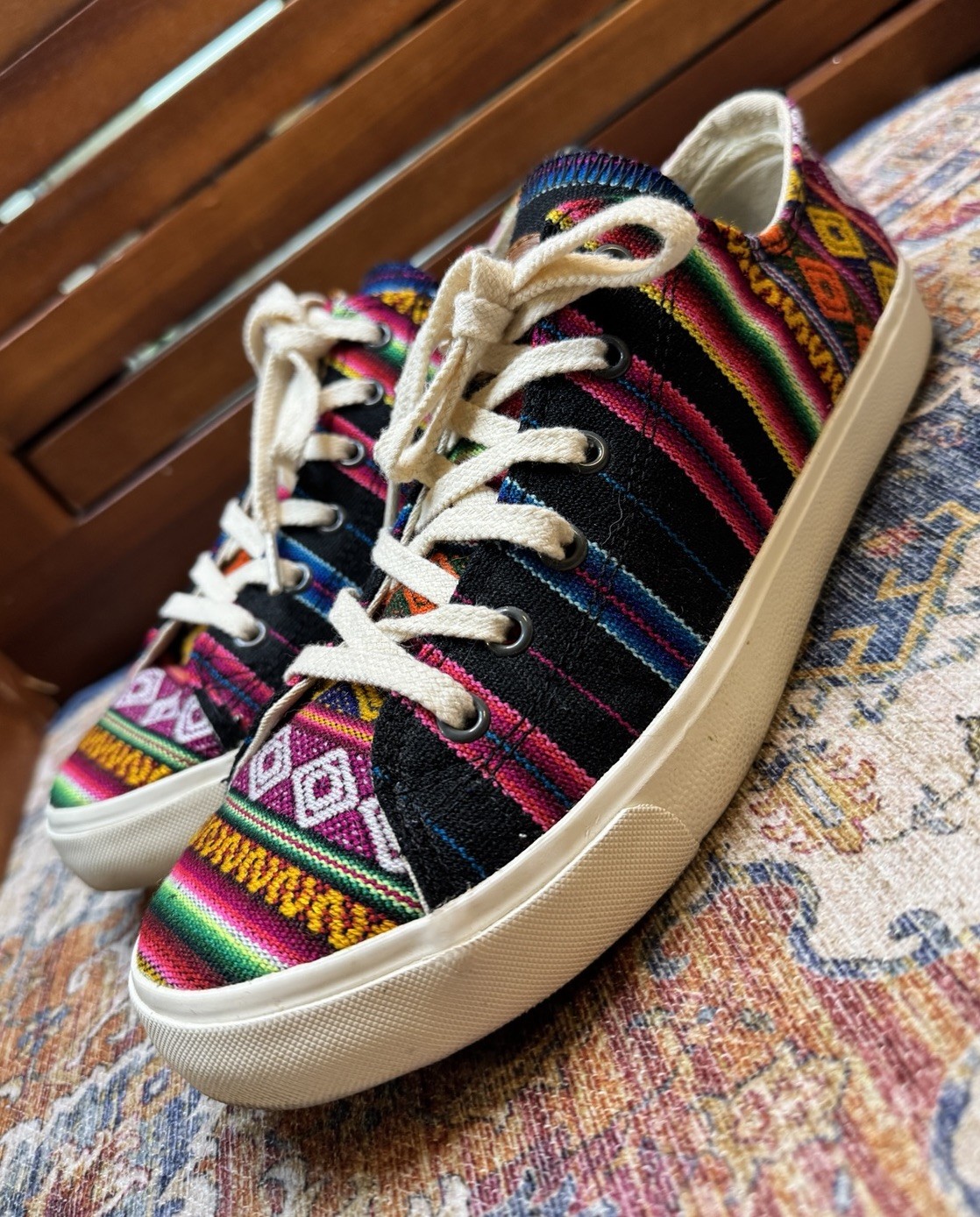 Inkkas Original Low Top Aztec Geometric Woven Fabric Sneakers Shoes Size W10 M8