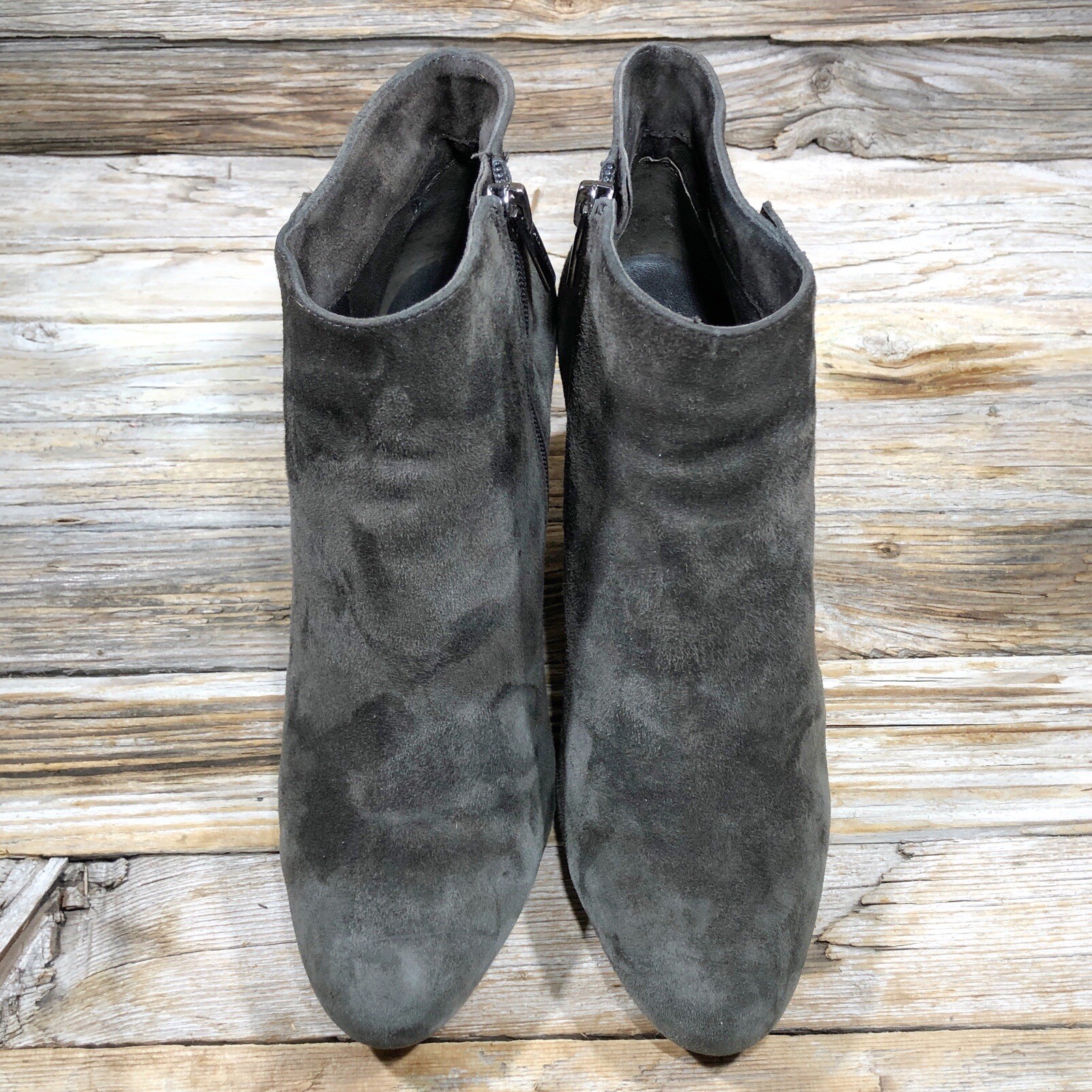 Vince Camuto Charlotte Gray Suede Zip Up Heels Women US 8.5, UK 6, EUR 39.5