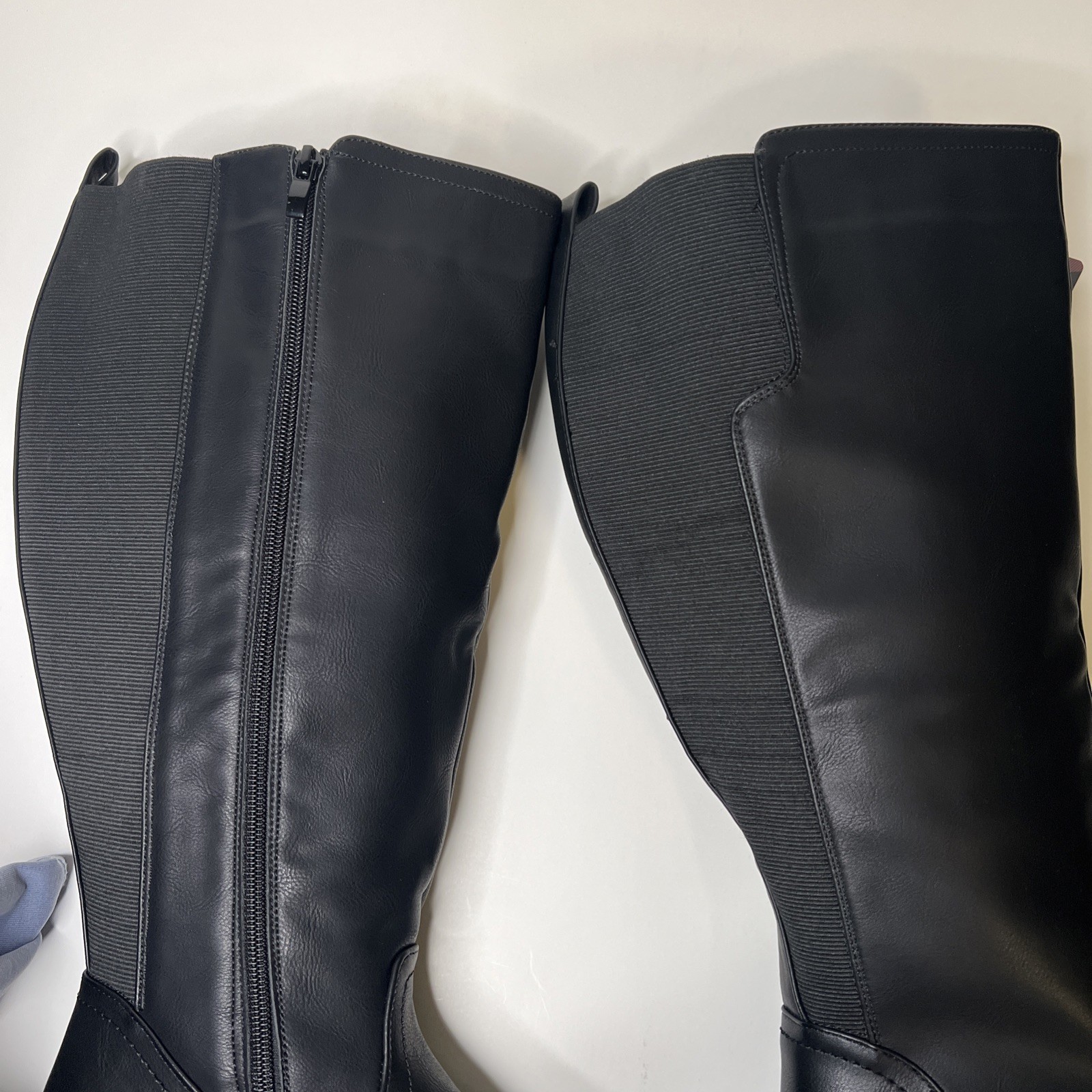Wide Calf Black Knee High Zip-Up High Heel Boot Chicblooms Curvy Love Sz 6.5 NWT