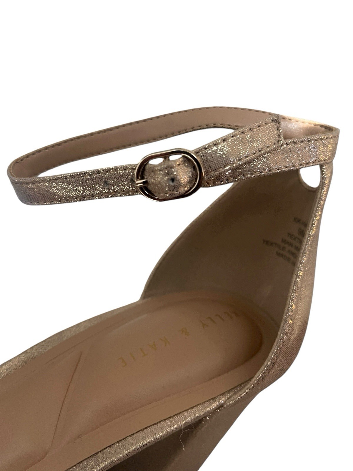 Kelly & Katie Hailee Sandal Womens Size 9M Beige Gold Shimmer 3.5 in Heel NEW