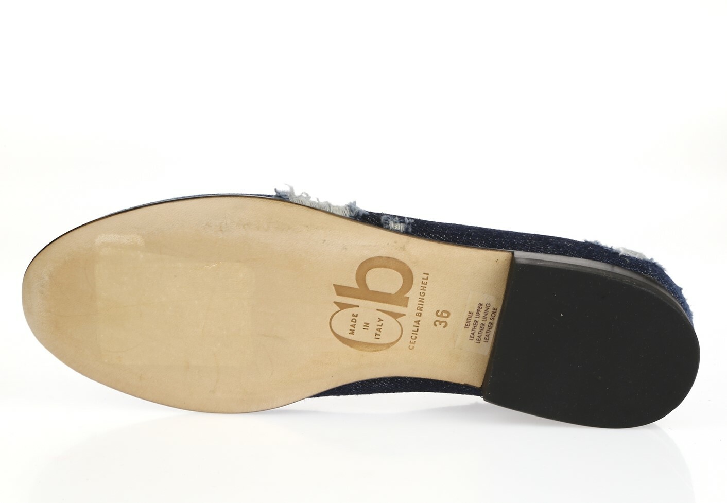Cecilia Bringheli Womens Blue Denim Leather Slip On Smokey Flats Size 37.5