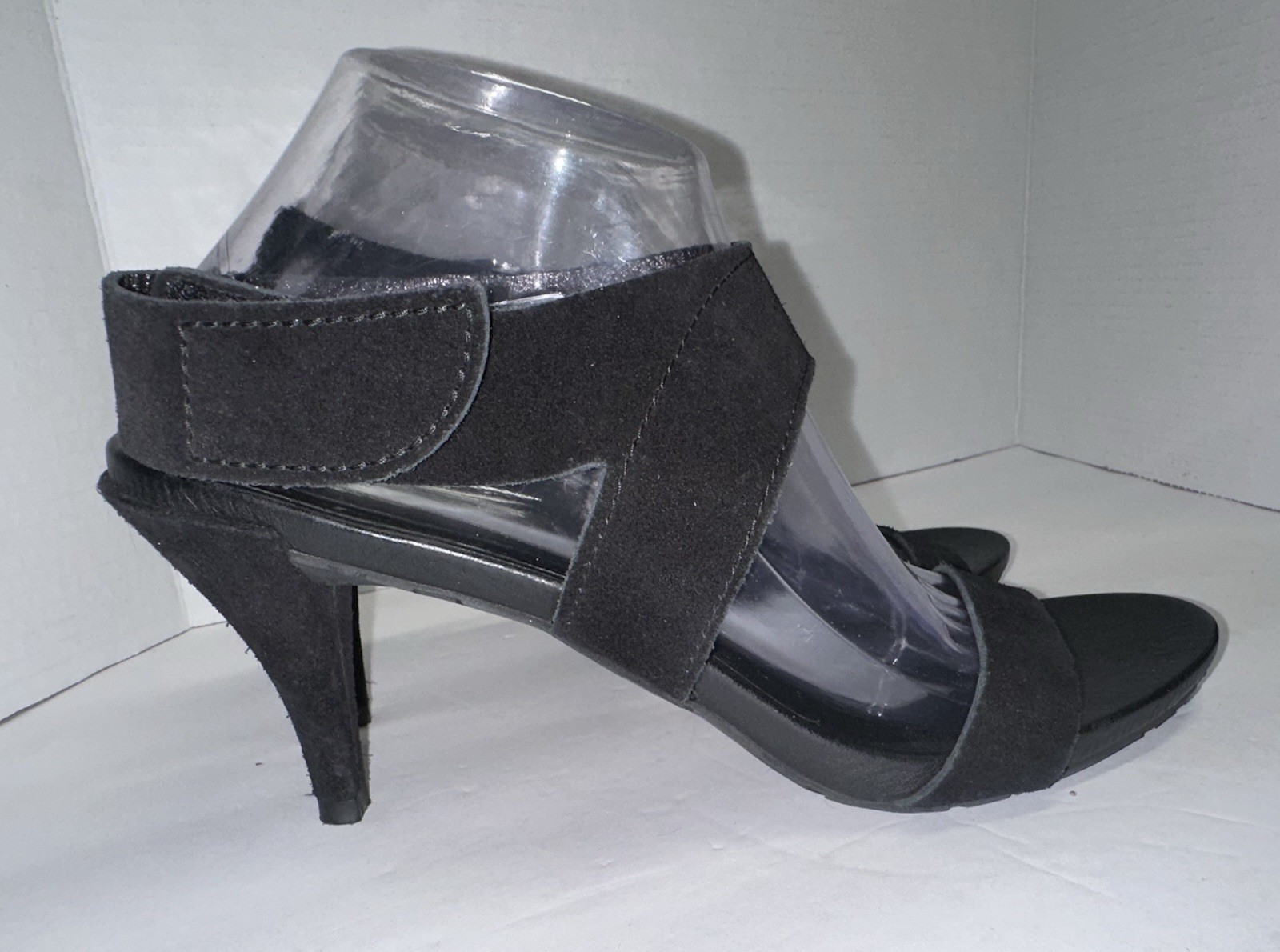 Pedro Garcia Black Suede West Asymmetrical Midi Heel Sandals EU 42 US 12