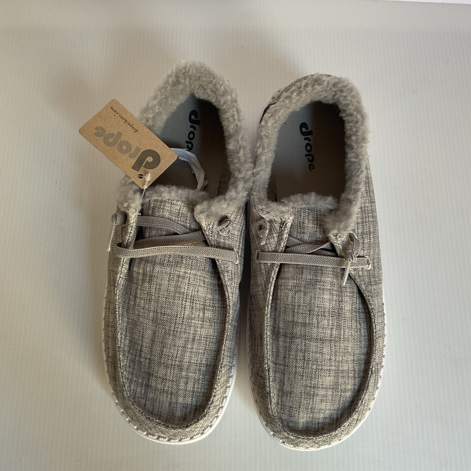 Drope Kate Women’s Faux Fur Lined Shoes Size 8 Grey Casual Comfort Lace-Up NIB