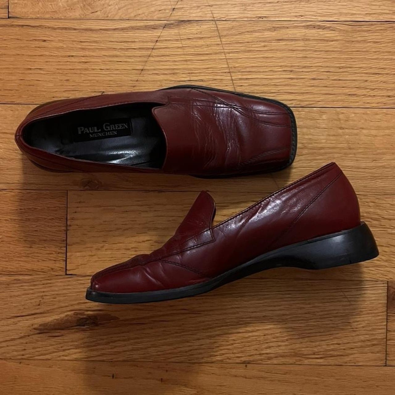 Vintage Burgundy Red Leather Loafers Slip On Shoes by Paul Green Size 7W Germany