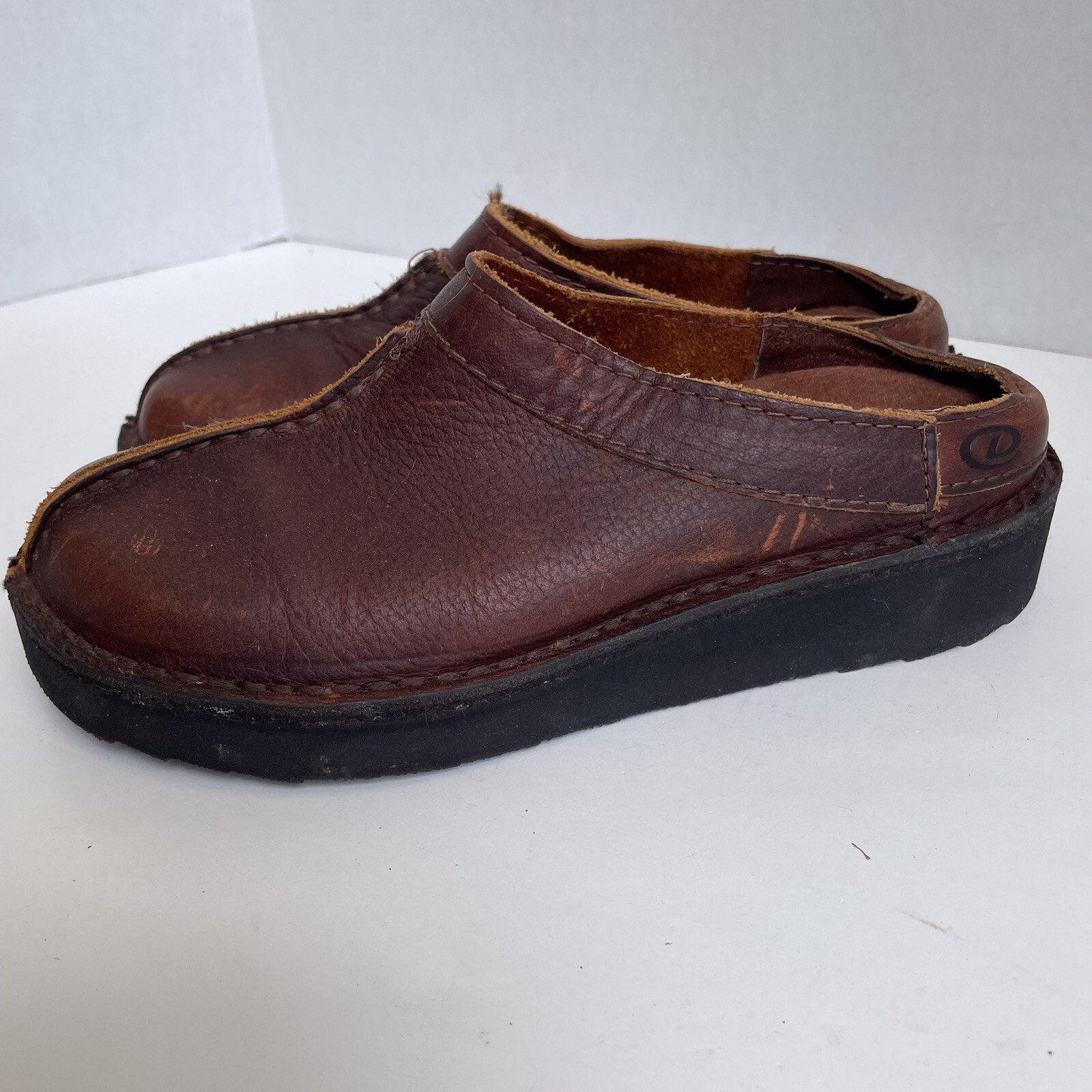 Vintage Dexter Full Grain Leather Clogs Mules Slip On Women 5 Brown Y2K 90s