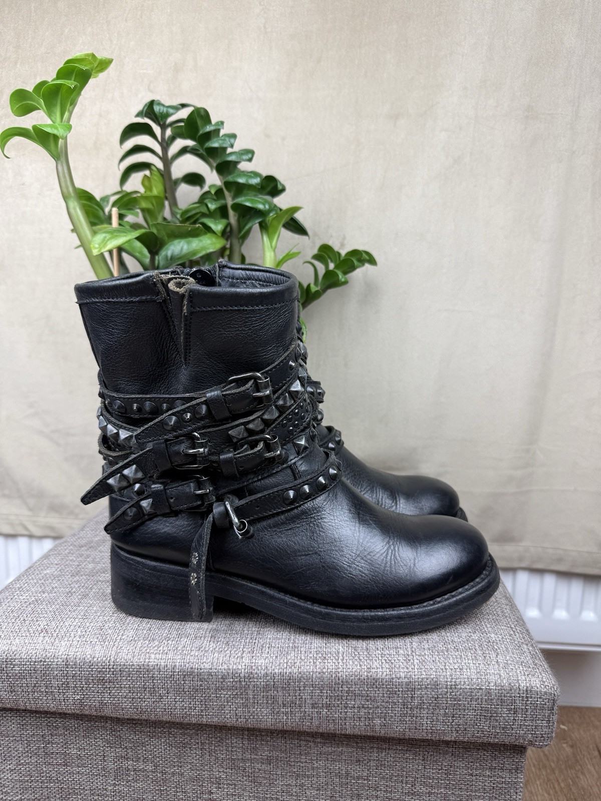Leather biker boots Ash Brown size 38 EU in Leather