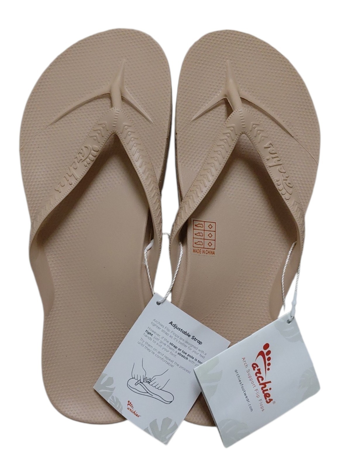 Archies Arch Support Thong Flip Flop Tan Unisex M9 / W10 New with Tags