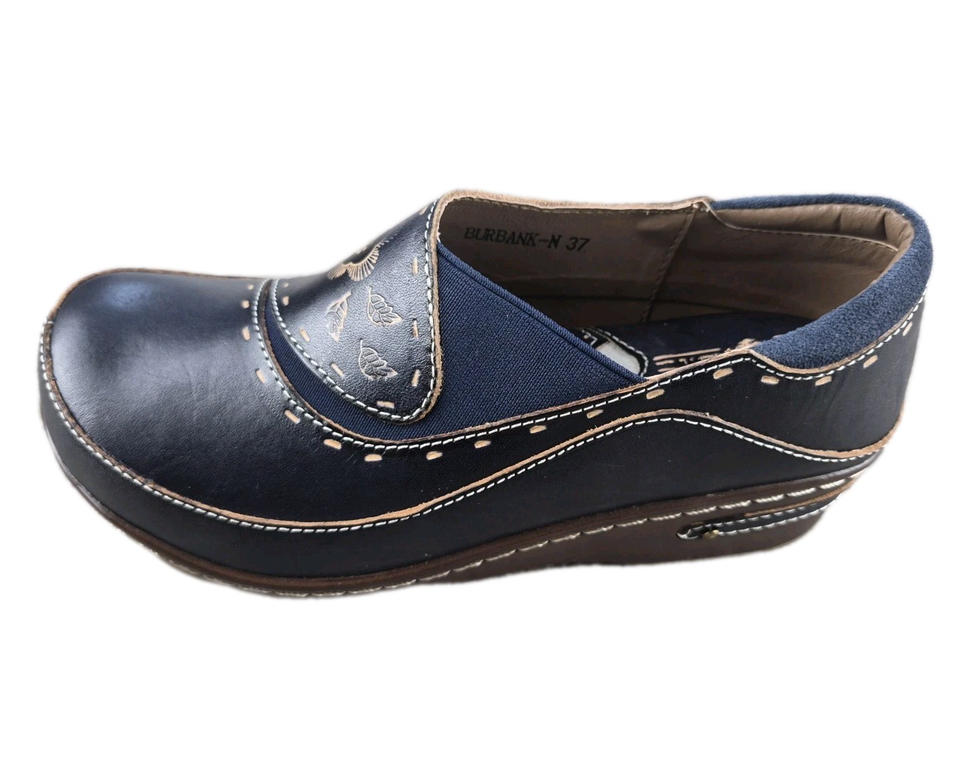 L’artiste Spring Step Burbank Clogs Women Sz 37/US 6.5-7 Blue Floral Mule